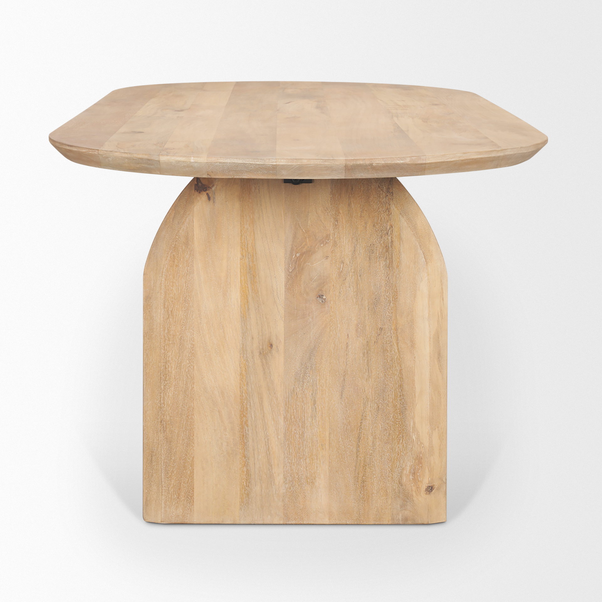 isla oval dining table w/light brown wood top & arched legs