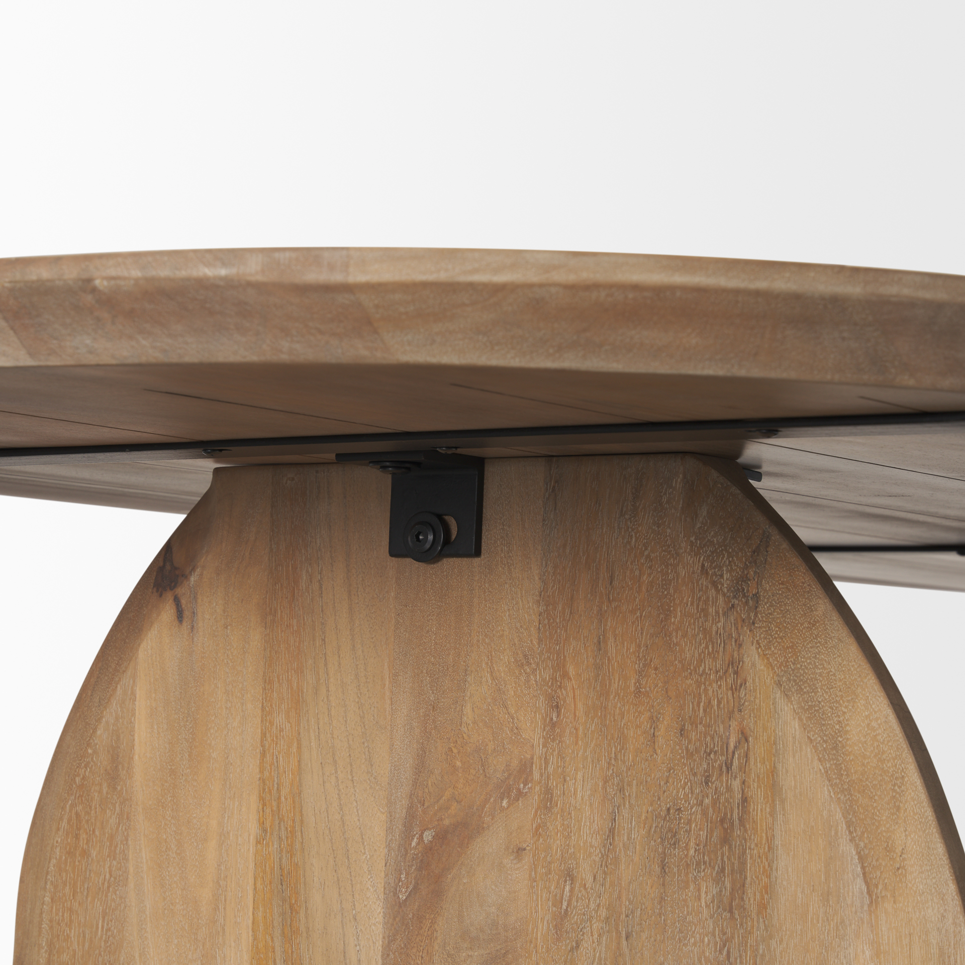 isla oval dining table w/light brown wood top & arched legs