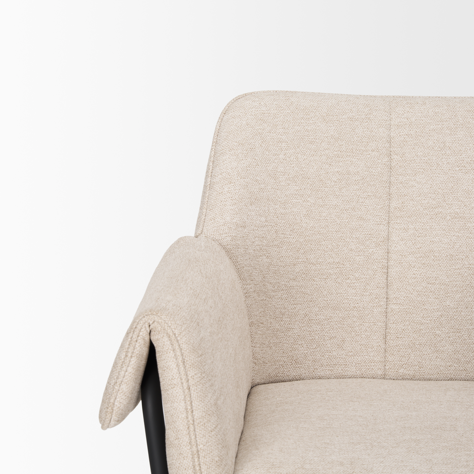 brently dining chair w/ oatmeal fabric & matte black metal legs