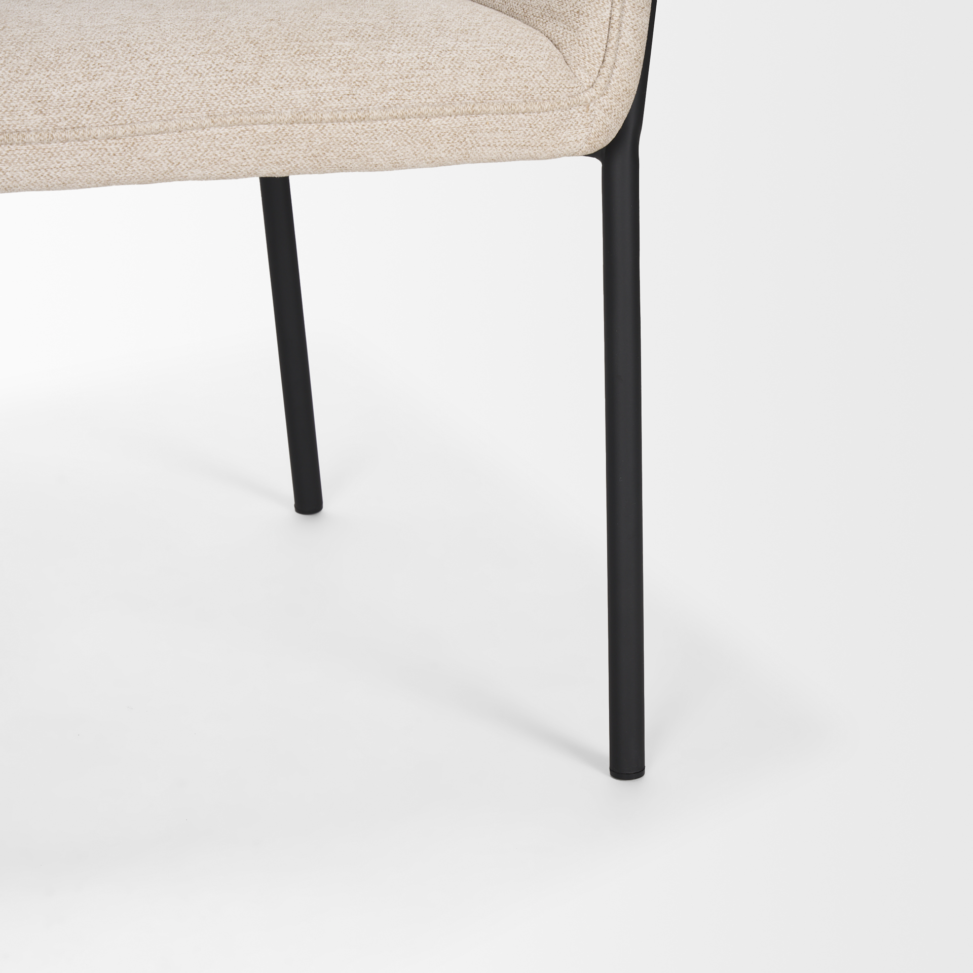 brently dining chair w/ oatmeal fabric & matte black metal legs
