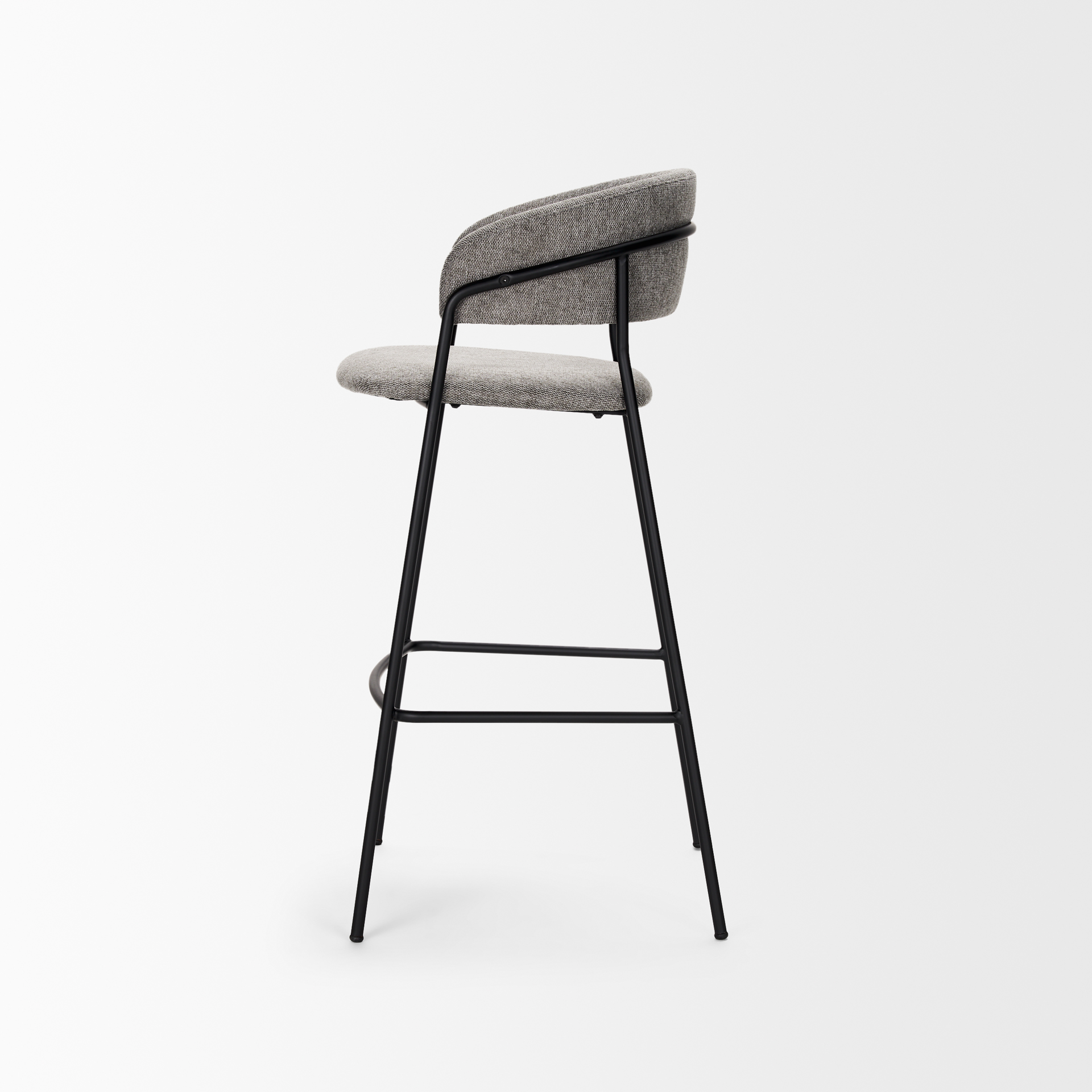 carolyn bar stool w/ gray fabric & matte black metal