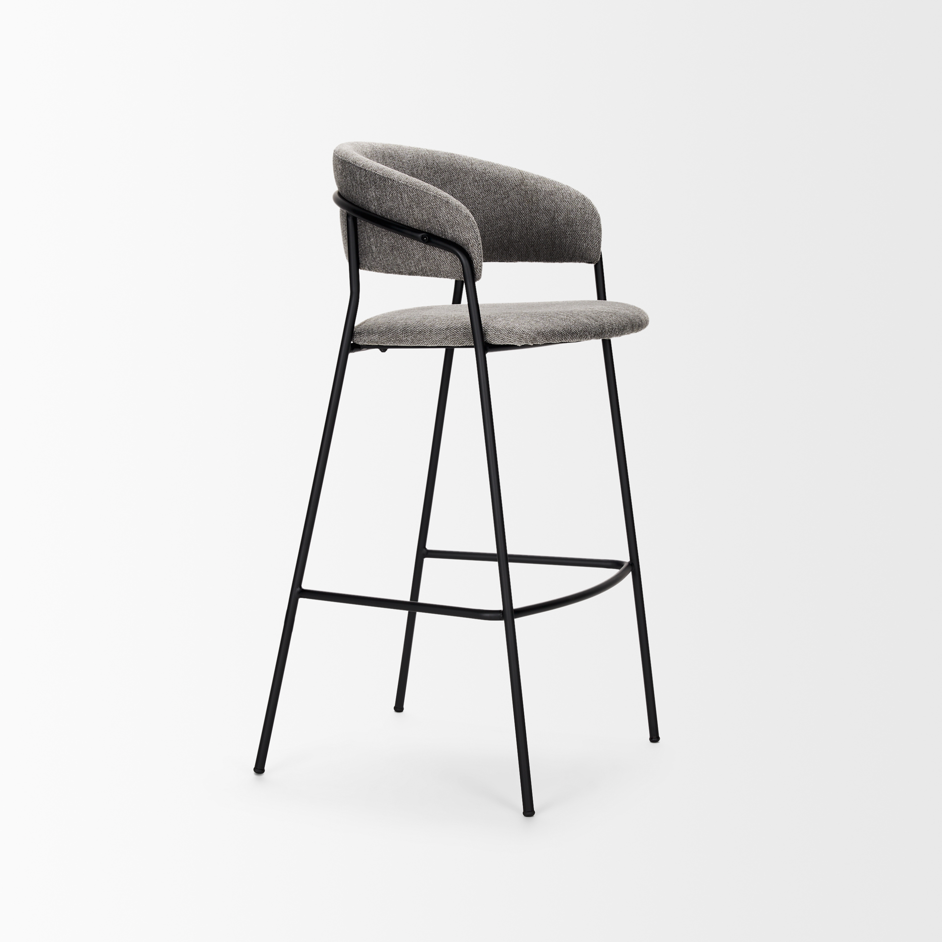 carolyn bar stool w/ gray fabric & matte black metal