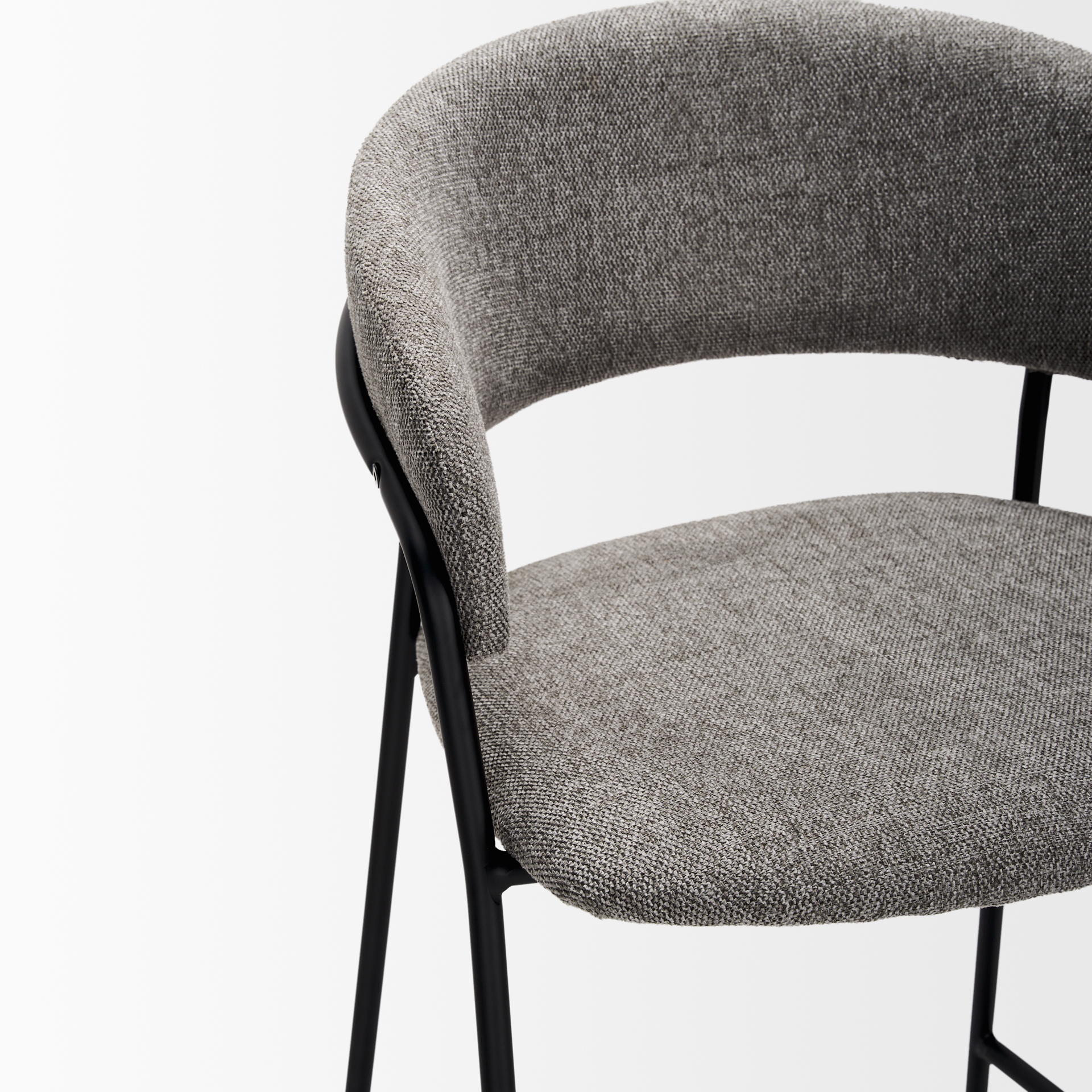 carolyn bar stool w/ gray fabric & matte black metal