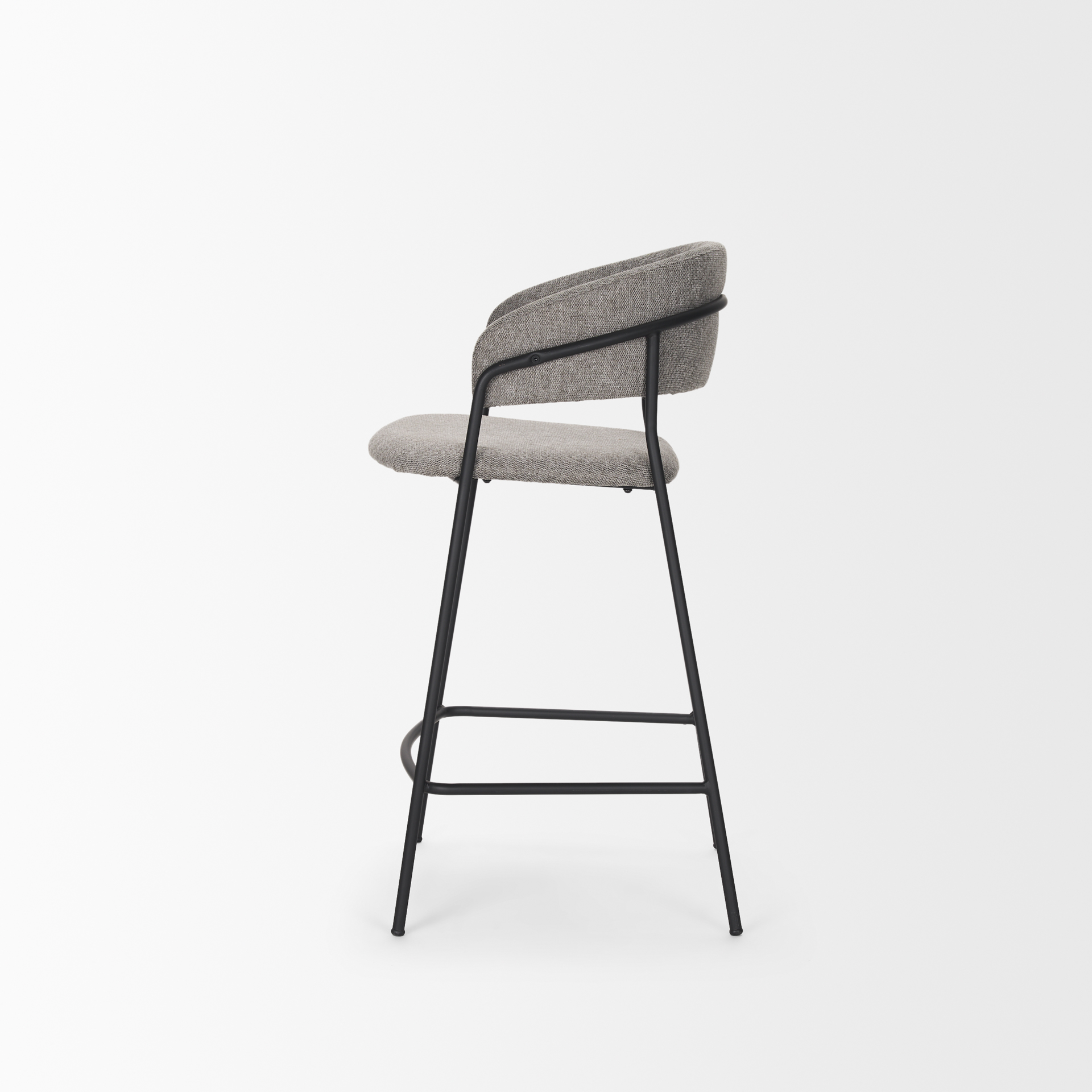 carolyn counter stool w/ gray fabric & matte black metal