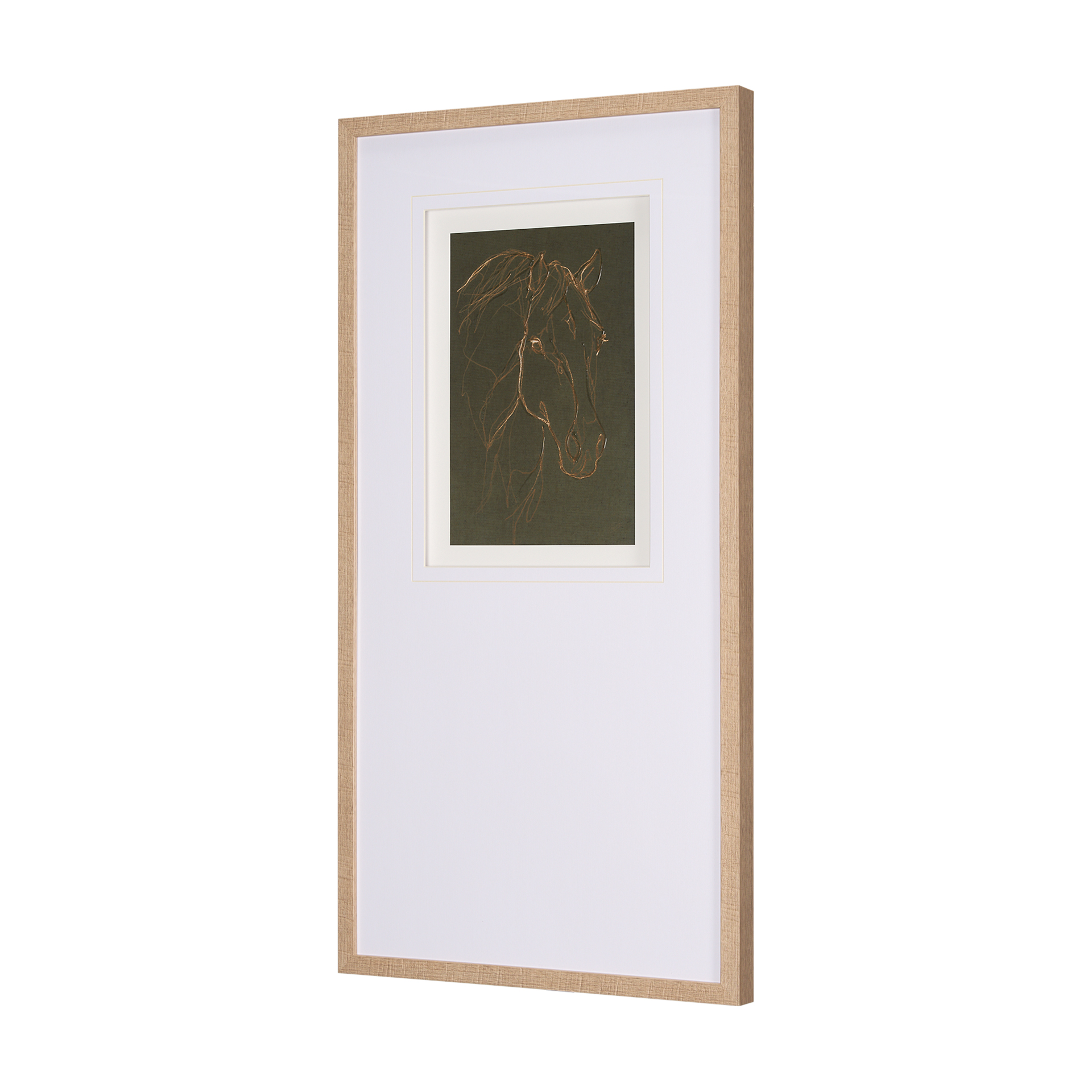 thoroughbred iii olive by mercana studio hand embelished framed art print matted under glass