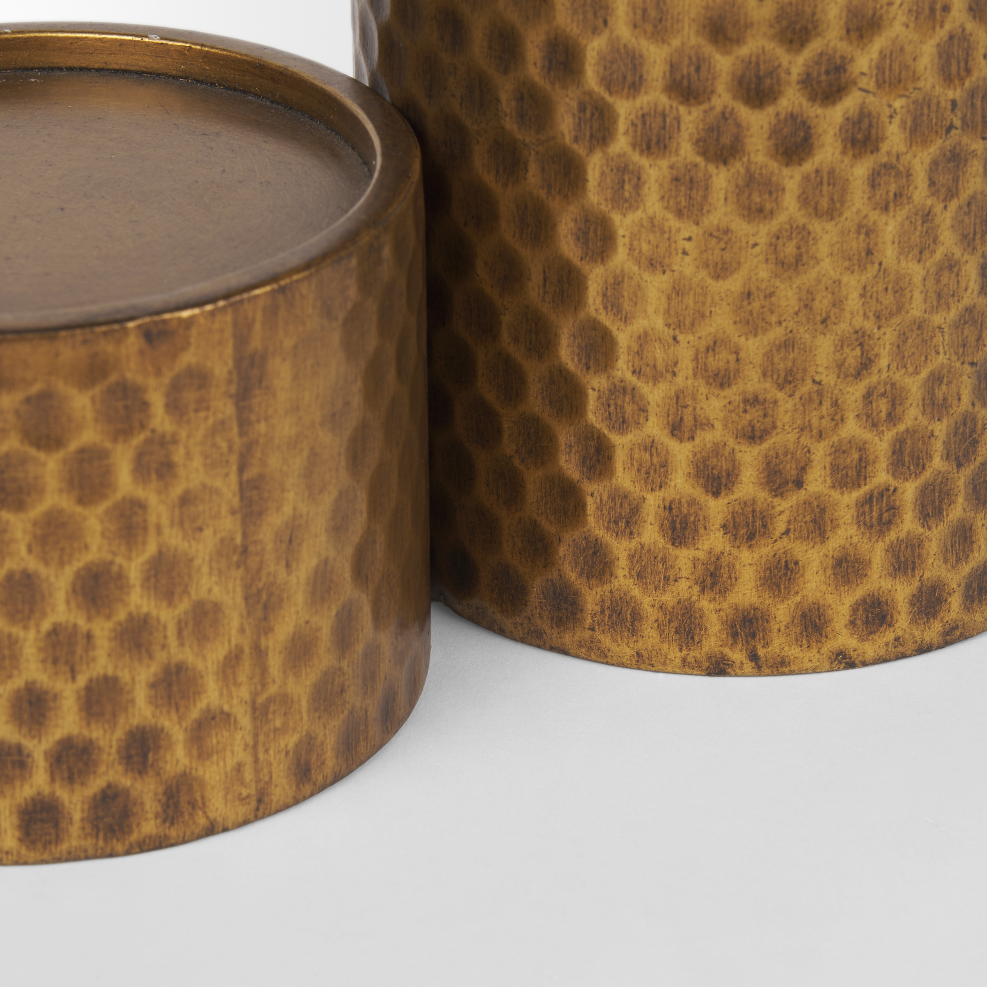 gage antiqued gold honeycomb textured metal candle holder (set of 2)