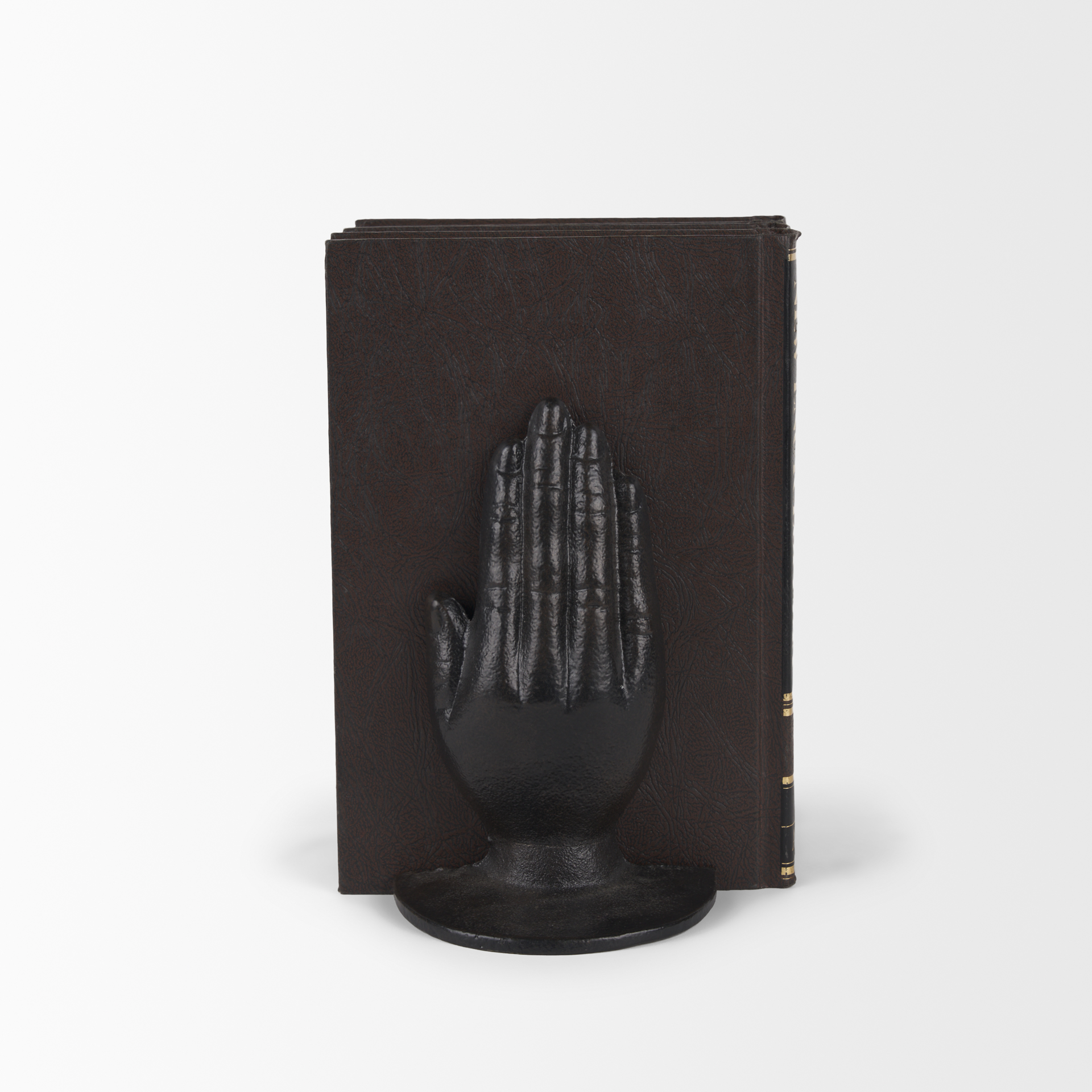 praying hands bronze cast iron book ends
