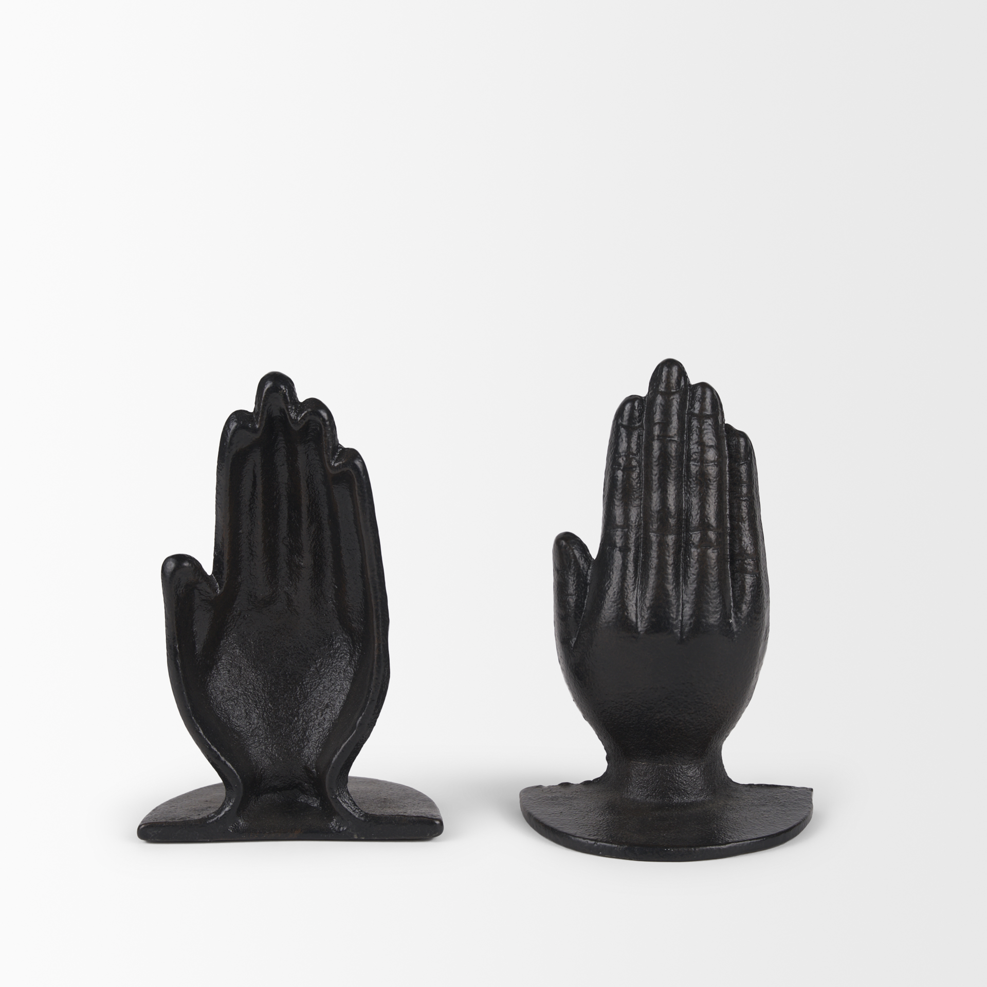 praying hands bronze cast iron book ends
