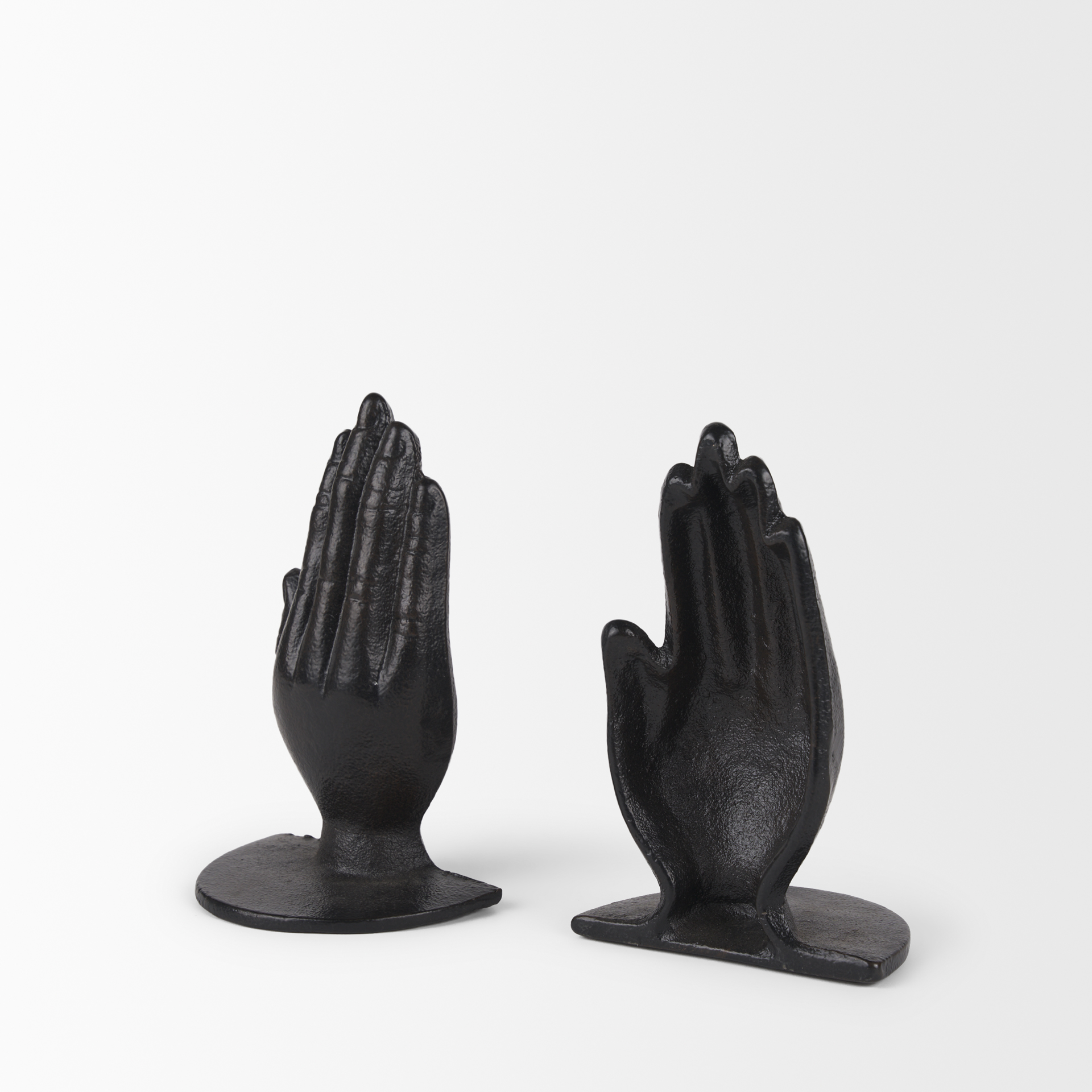 praying hands bronze cast iron book ends