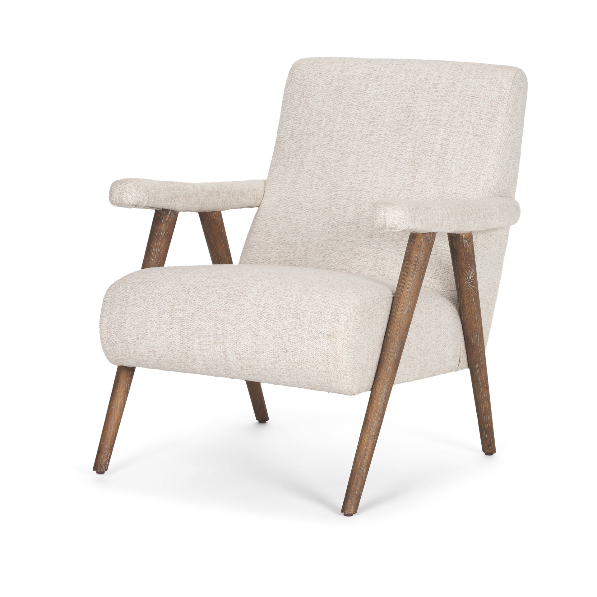 nico oatmeal upholstered w/ brown wood accent chair
