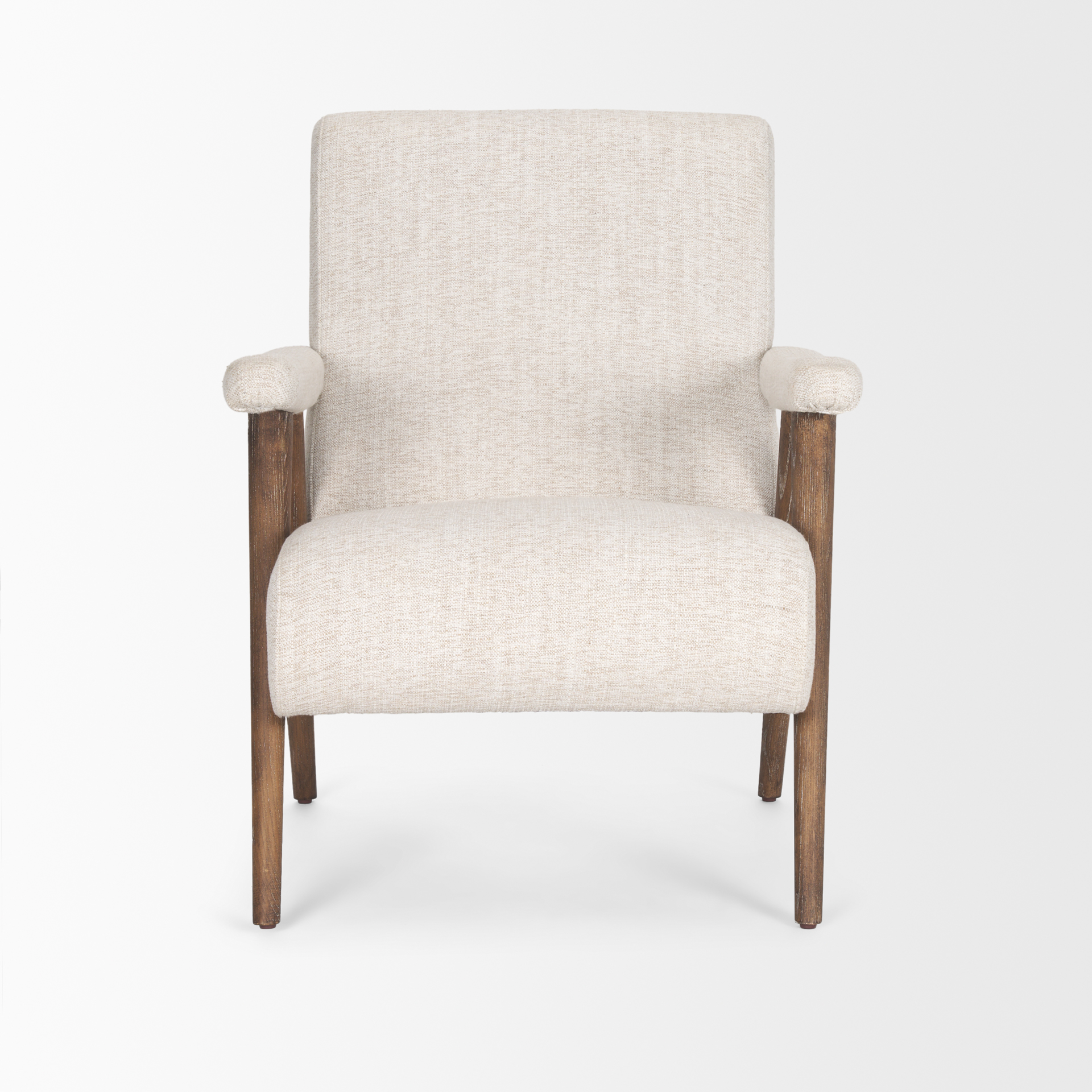 nico oatmeal upholstered w/ brown wood accent chair