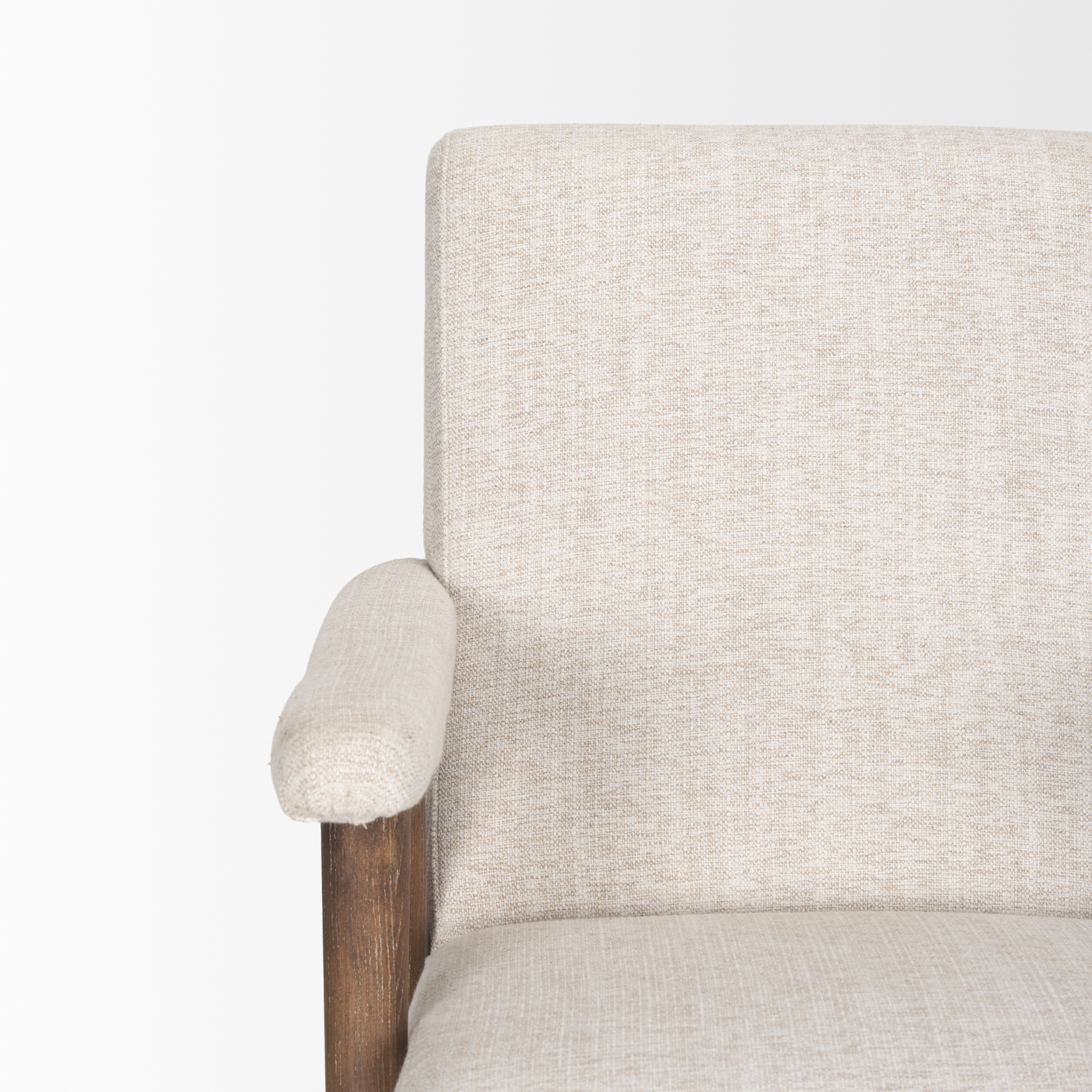 nico oatmeal upholstered w/ brown wood accent chair