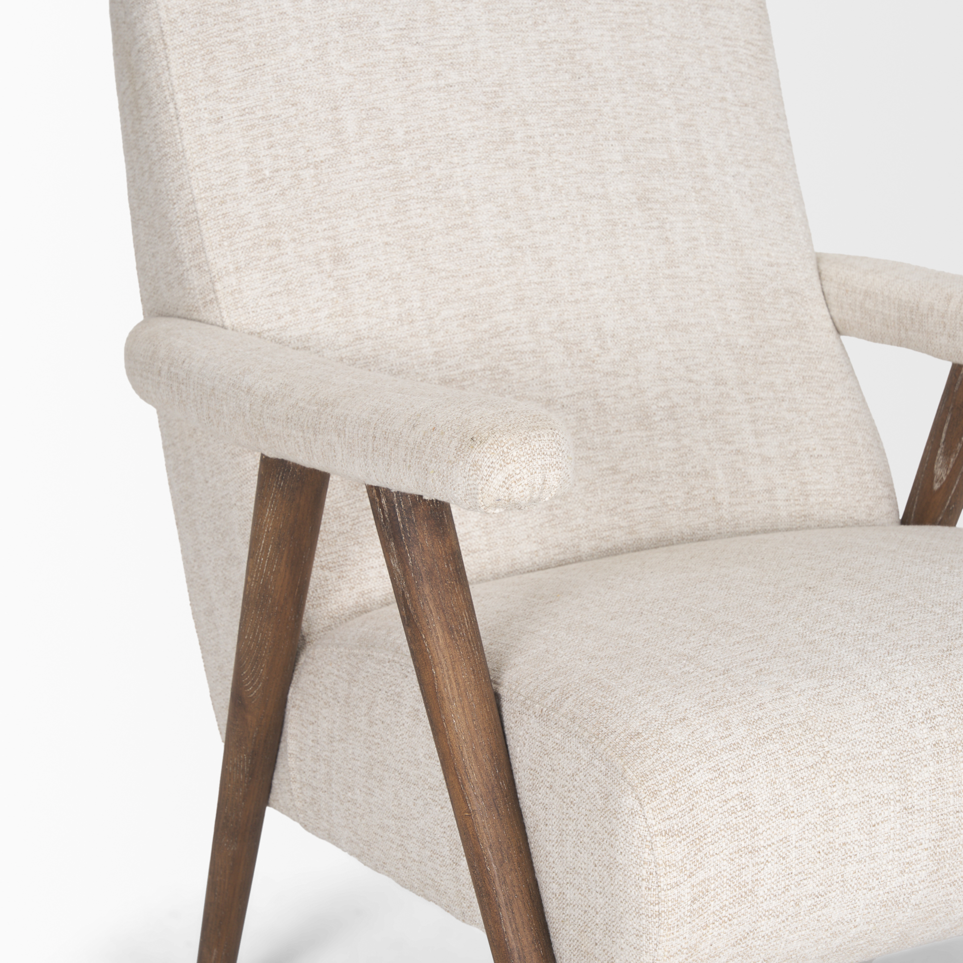 nico oatmeal upholstered w/ brown wood accent chair