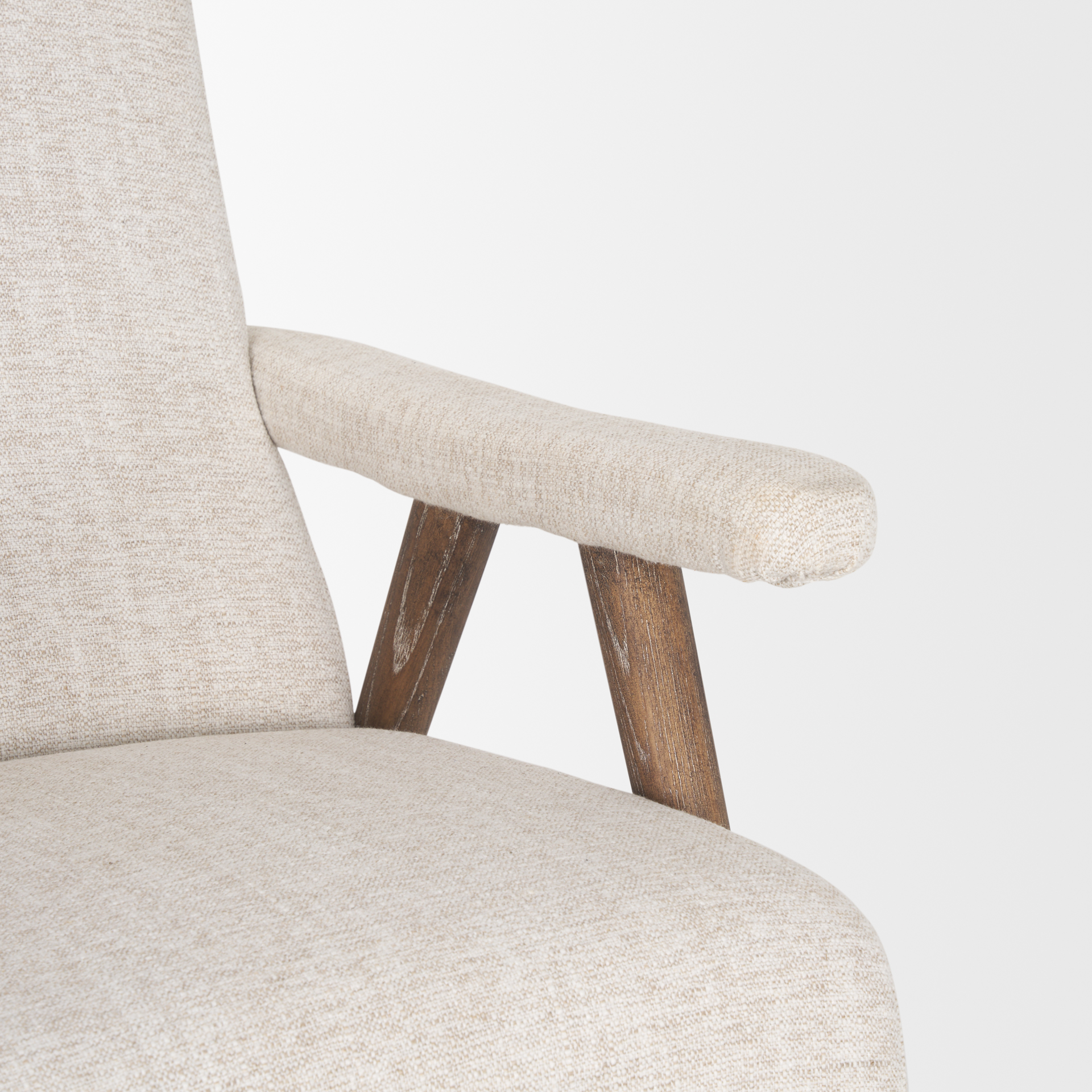 nico oatmeal upholstered w/ brown wood accent chair