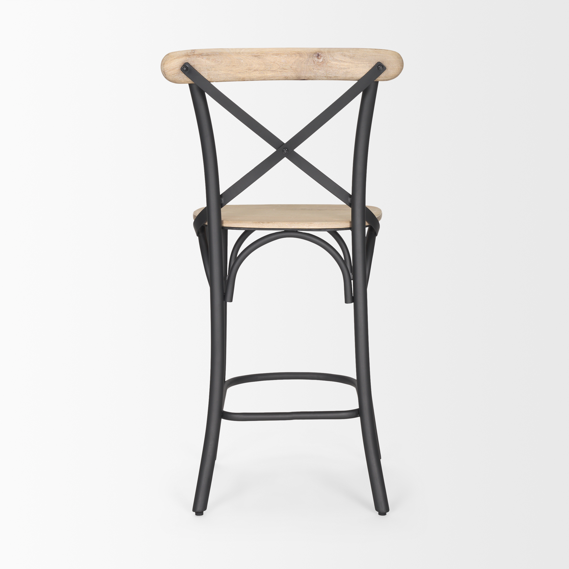 etienne light brown wood w/ iron metal counter stool