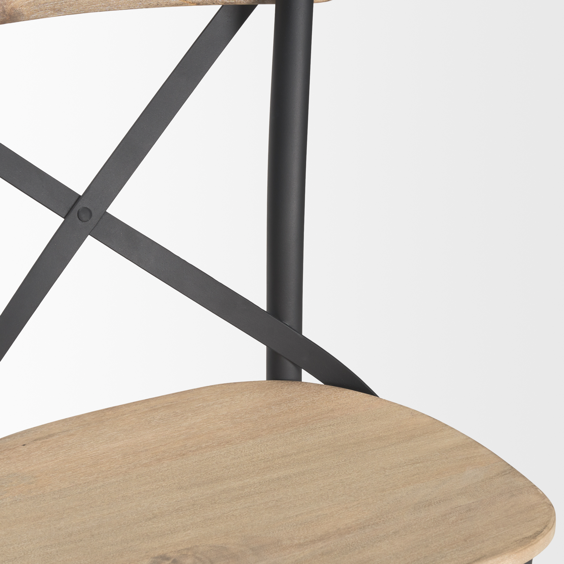 etienne light brown wood w/ iron metal counter stool