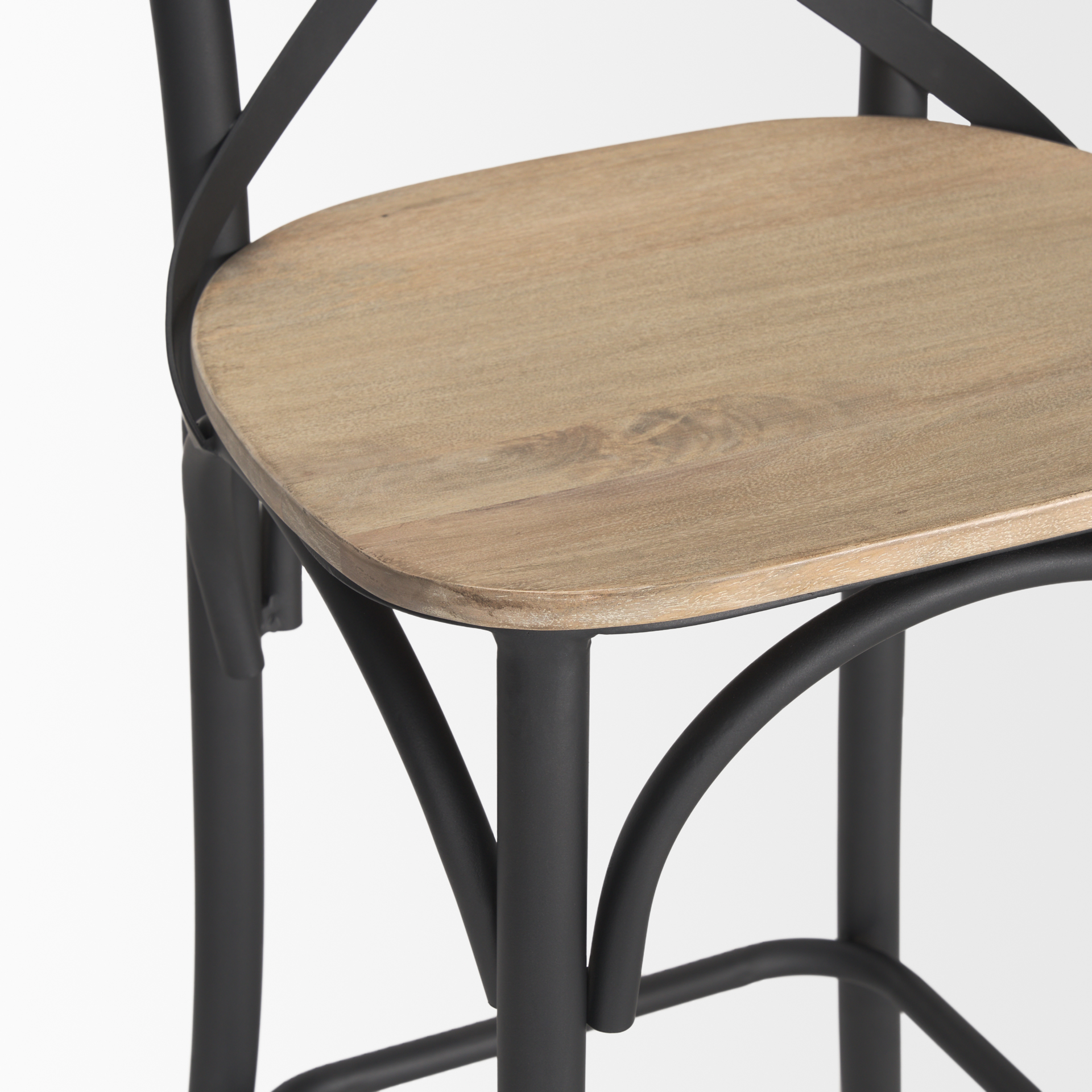 etienne light brown wood w/ iron metal counter stool