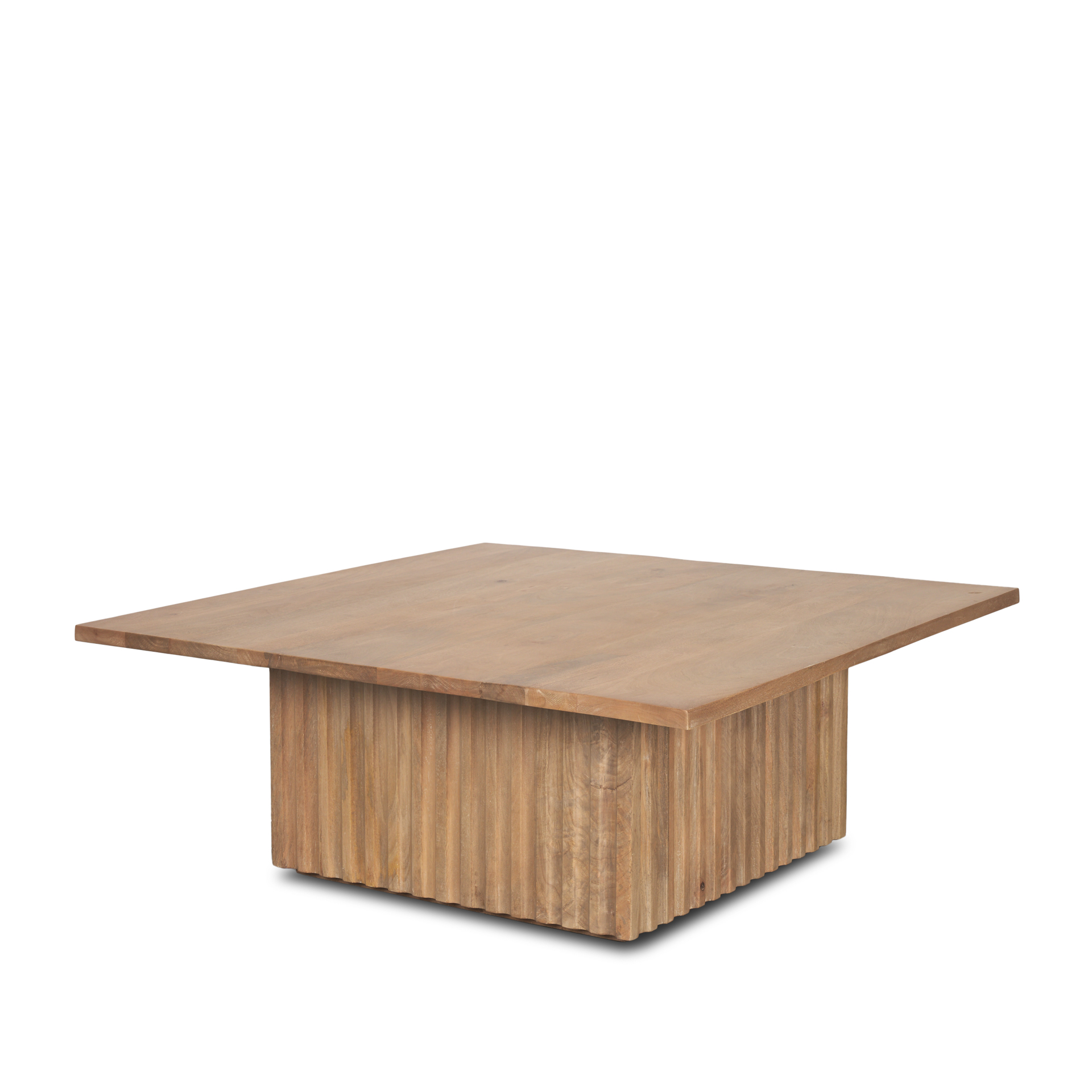 june light brown wood w/ fluting square coffee table