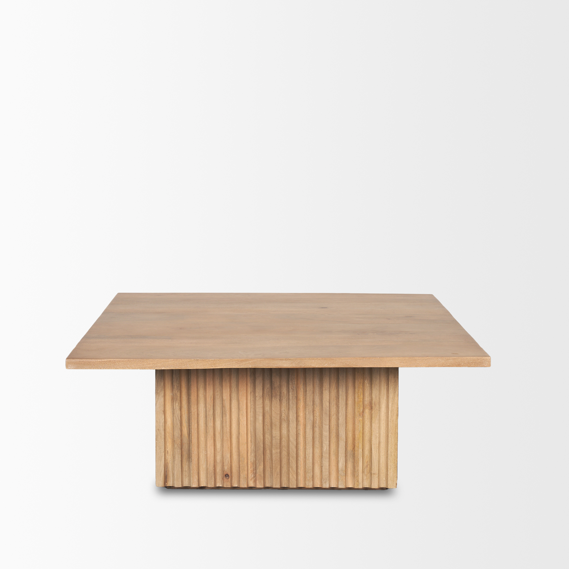 june light brown wood w/ fluting square coffee table