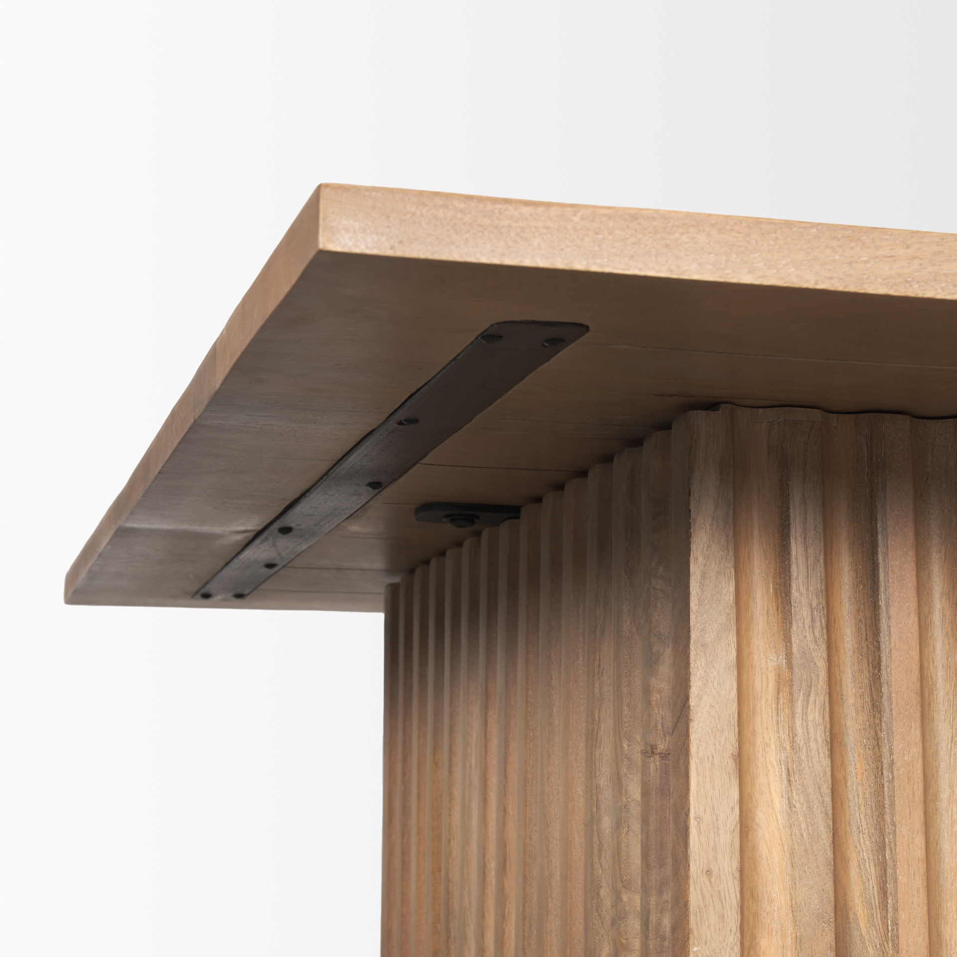june light brown wood w/ fluting square coffee table