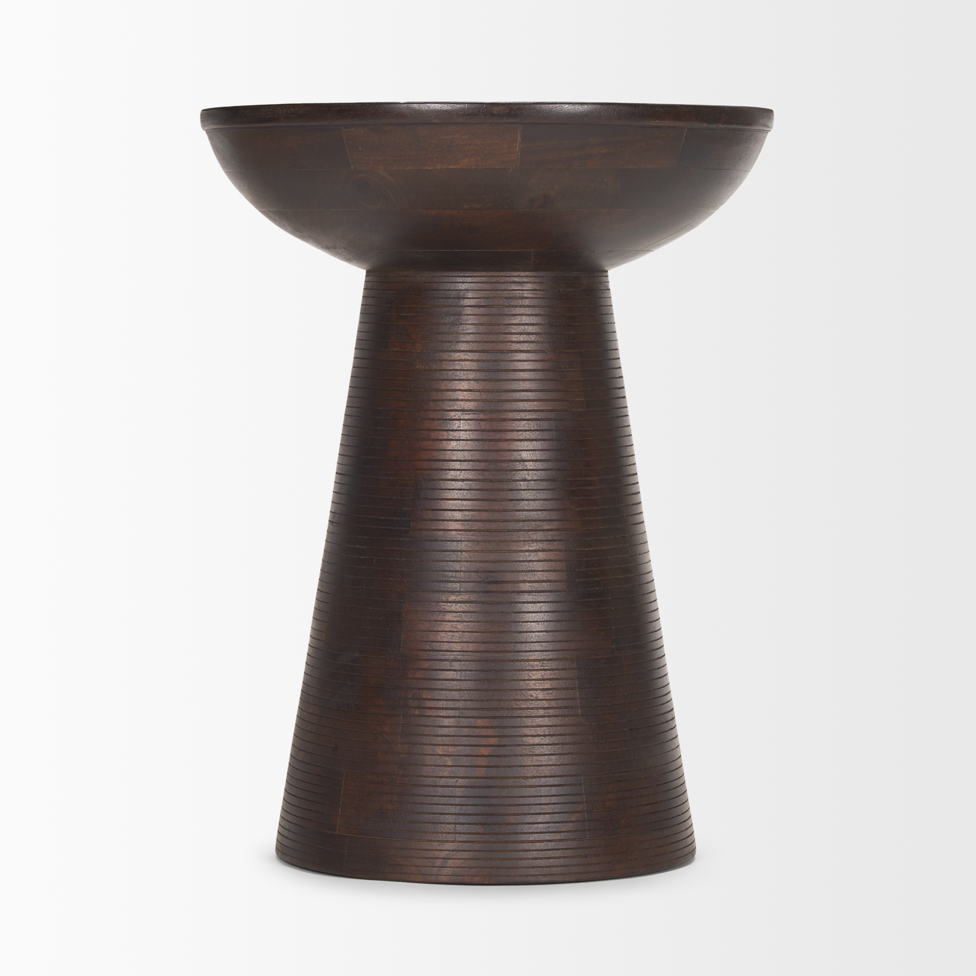 novell dark brown wood pedestal accent table