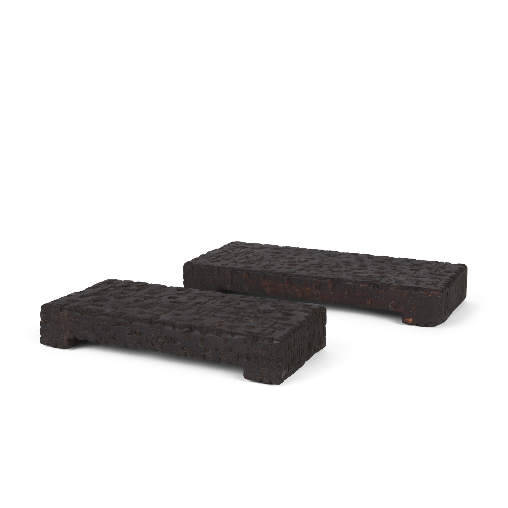 shira reclaimed dark brown wooden riser (set of 2)
