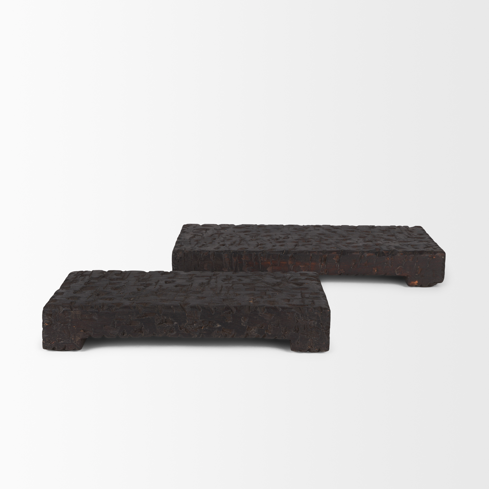 shira reclaimed dark brown wooden riser (set of 2)
