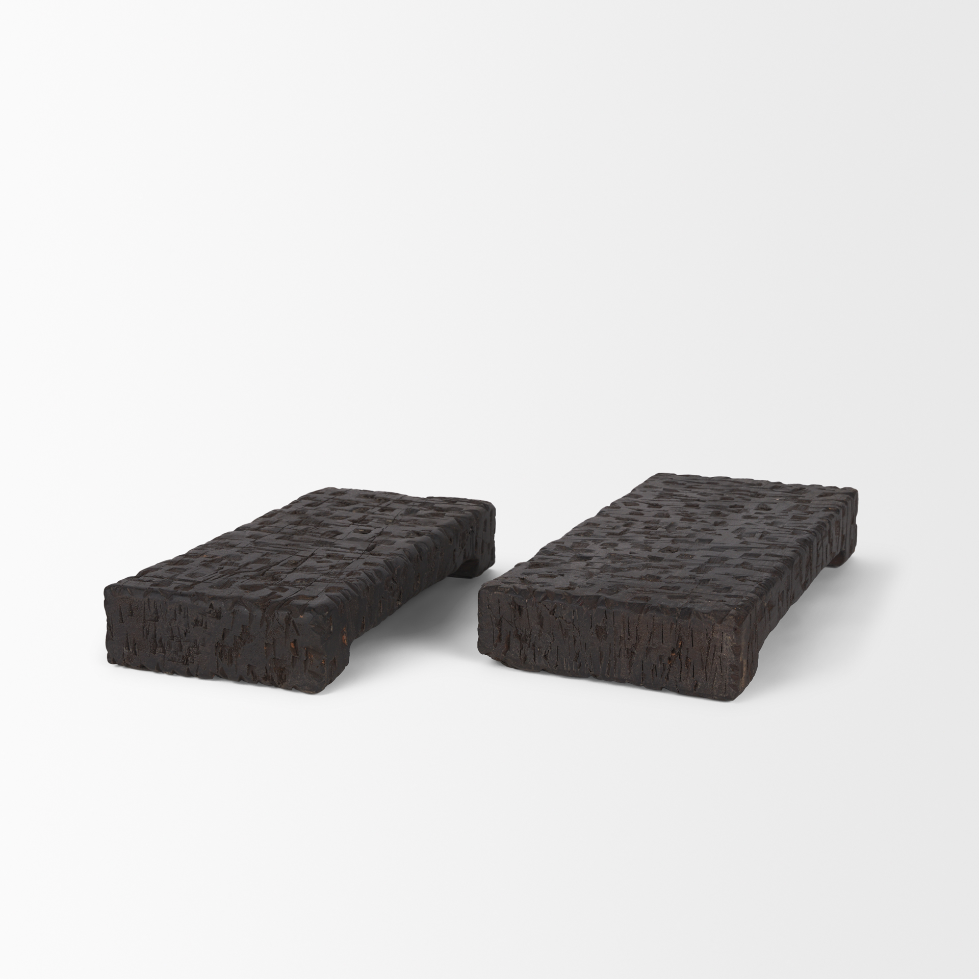 shira reclaimed dark brown wooden riser (set of 2)