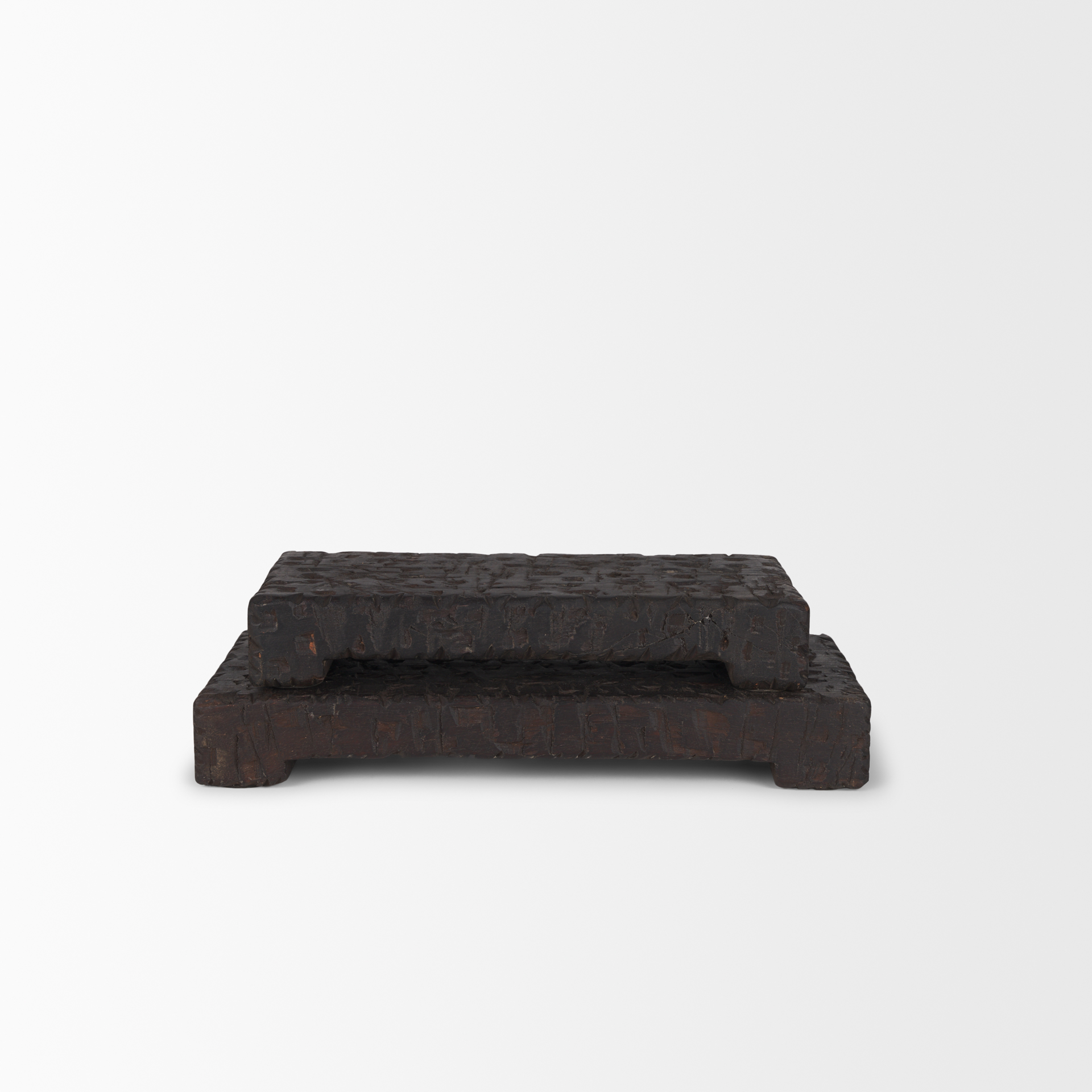 shira reclaimed dark brown wooden riser (set of 2)