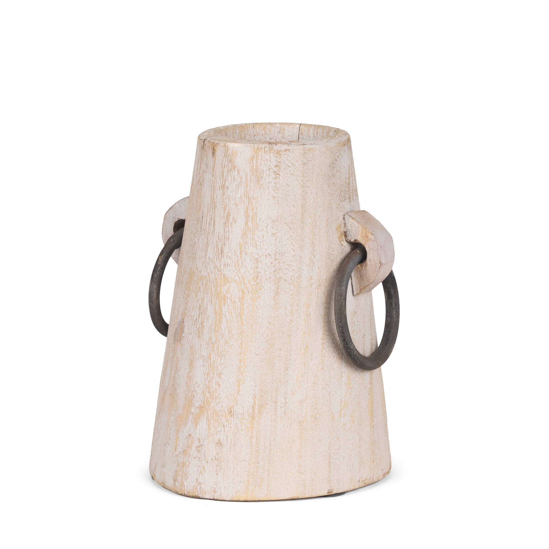 monique small light brown w/ handles wood pot