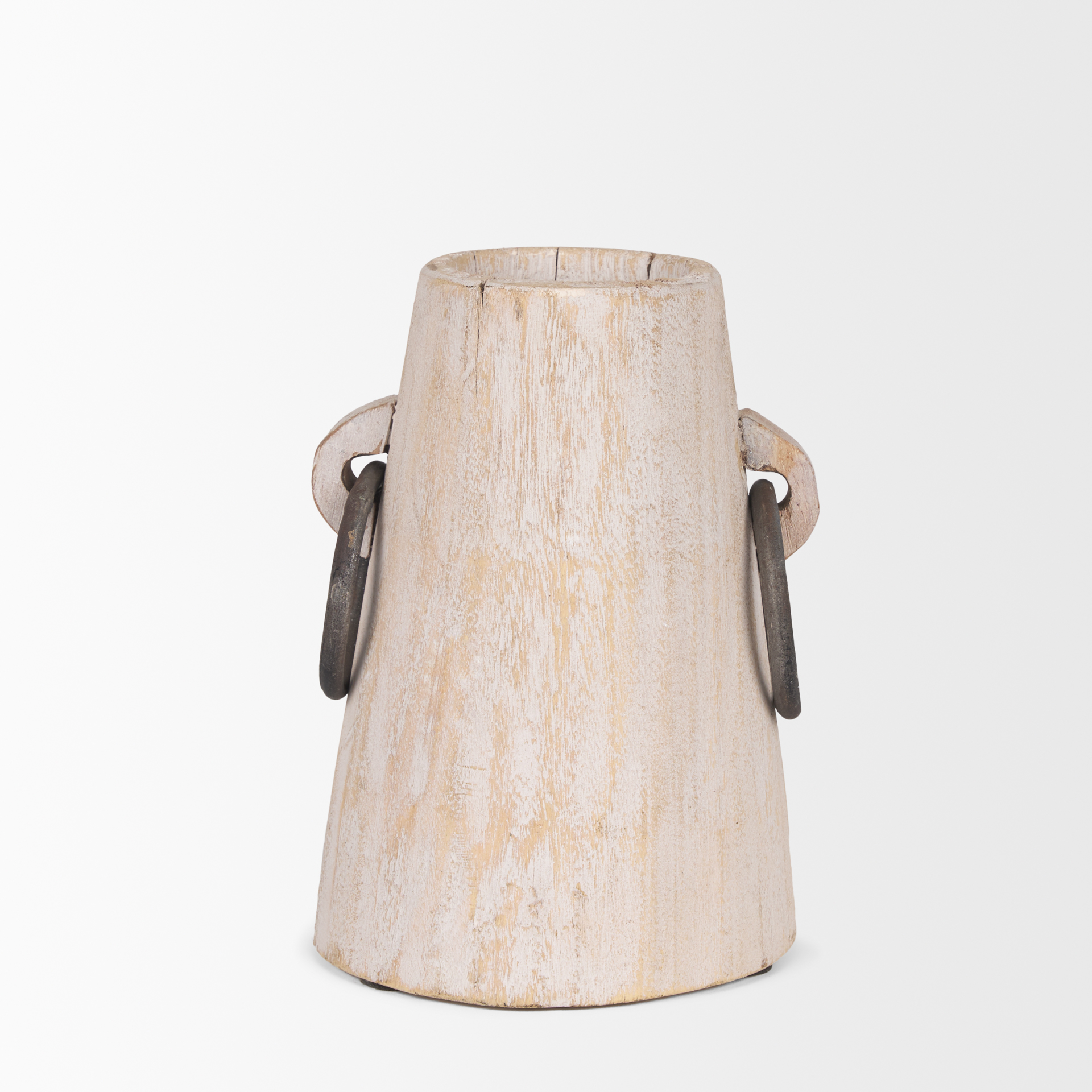 monique small light brown w/ handles wood pot
