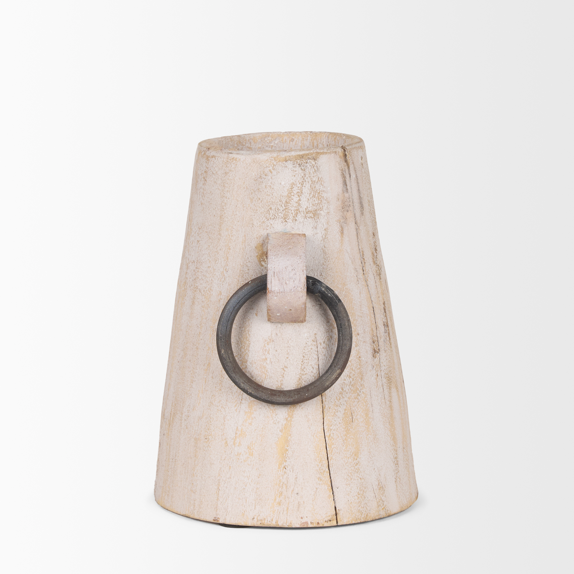 monique small light brown w/ handles wood pot