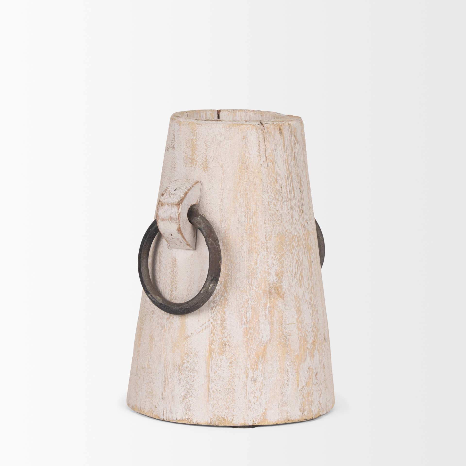 monique small light brown w/ handles wood pot
