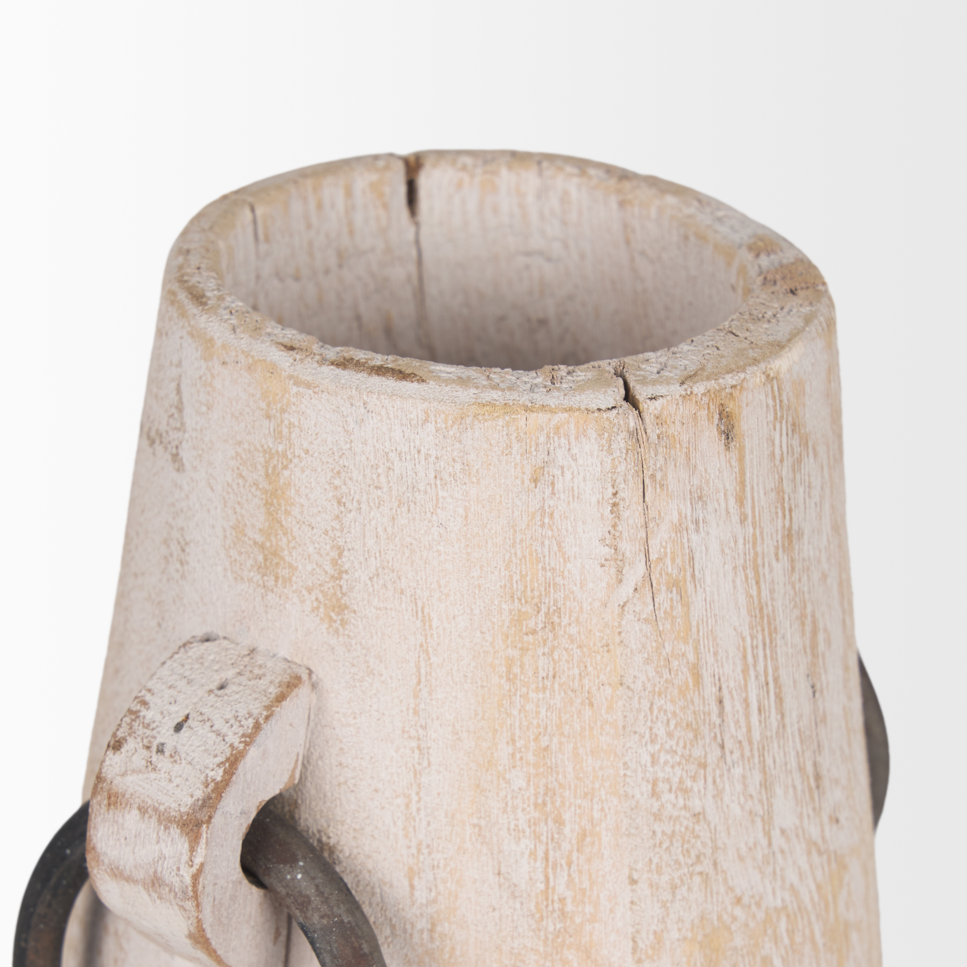 monique small light brown w/ handles wood pot