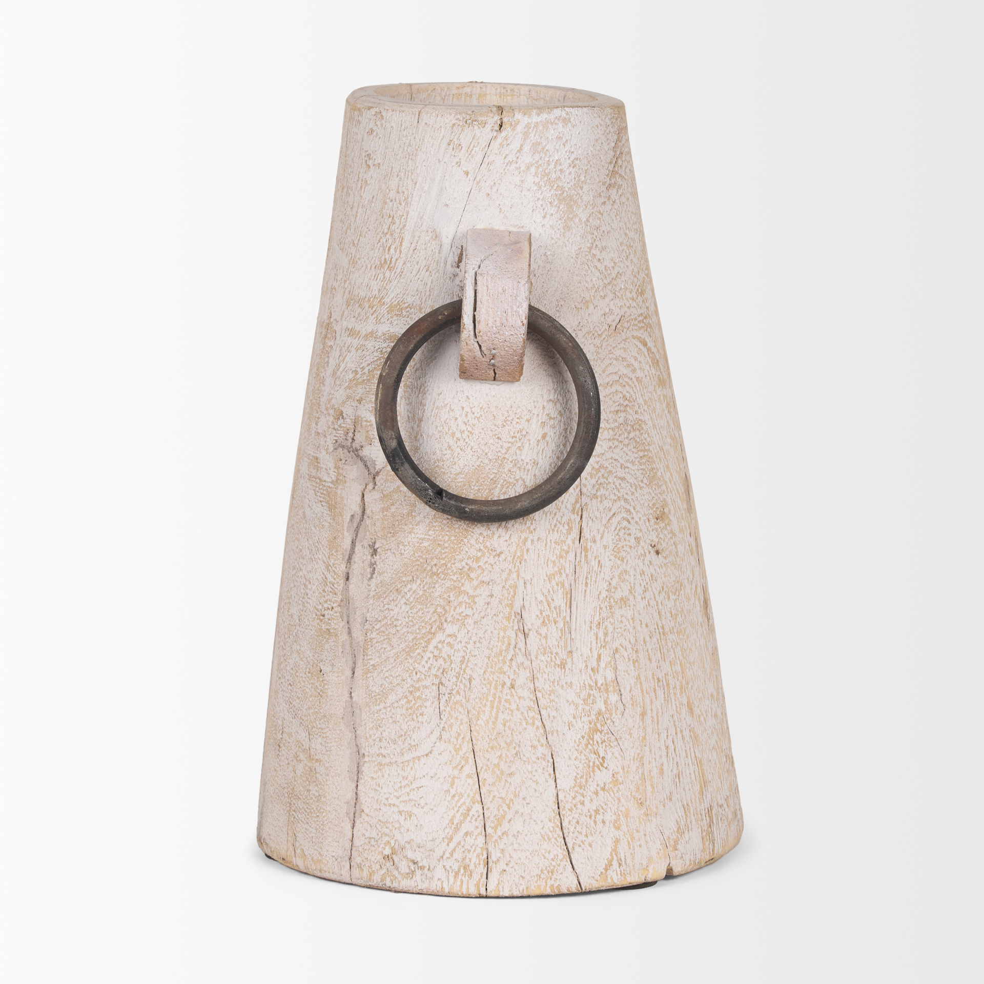 monique large light brown w/ handles wood pot