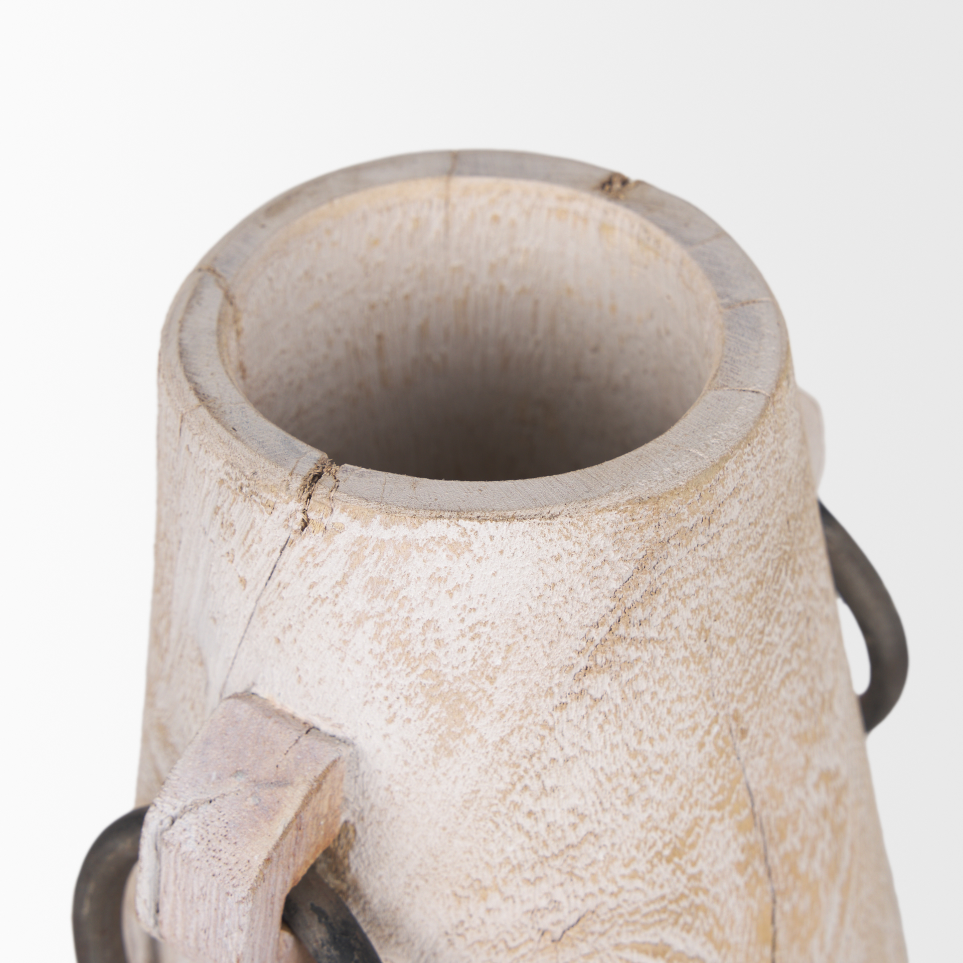 monique large light brown w/ handles wood pot