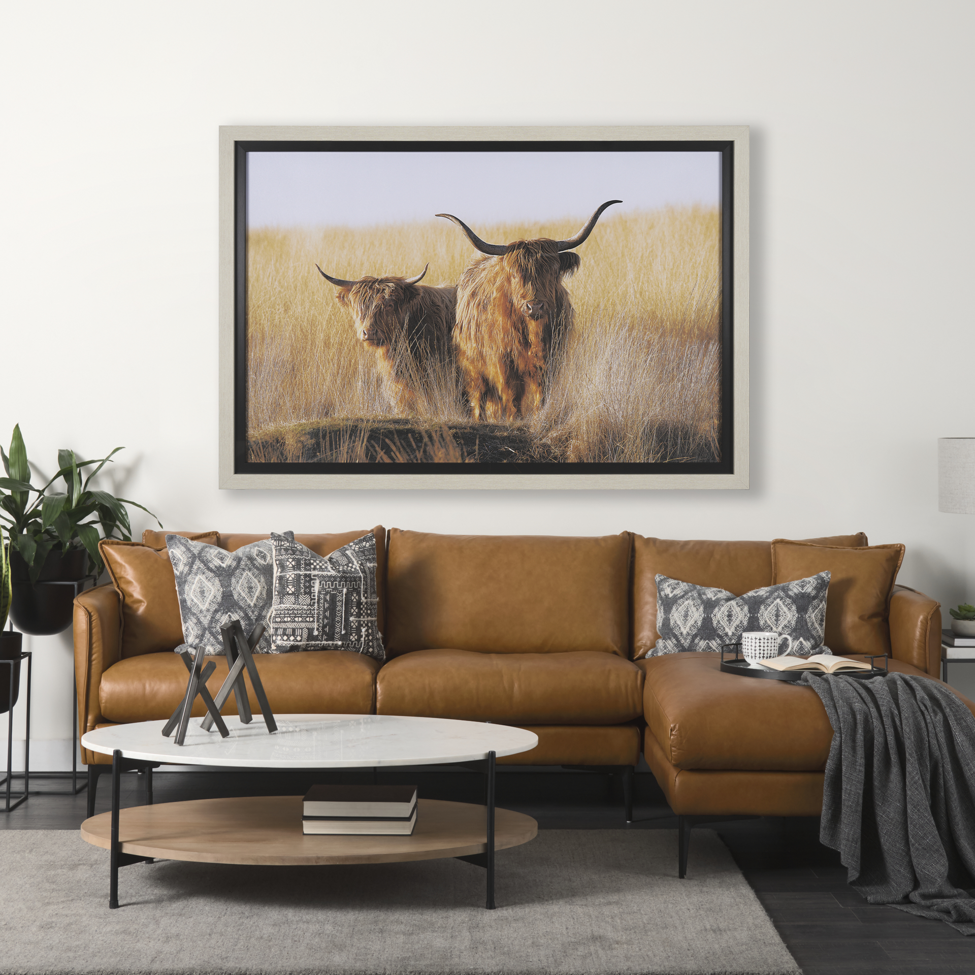 young and old highlander by mercana studio hand embelished framed art print matted under glass