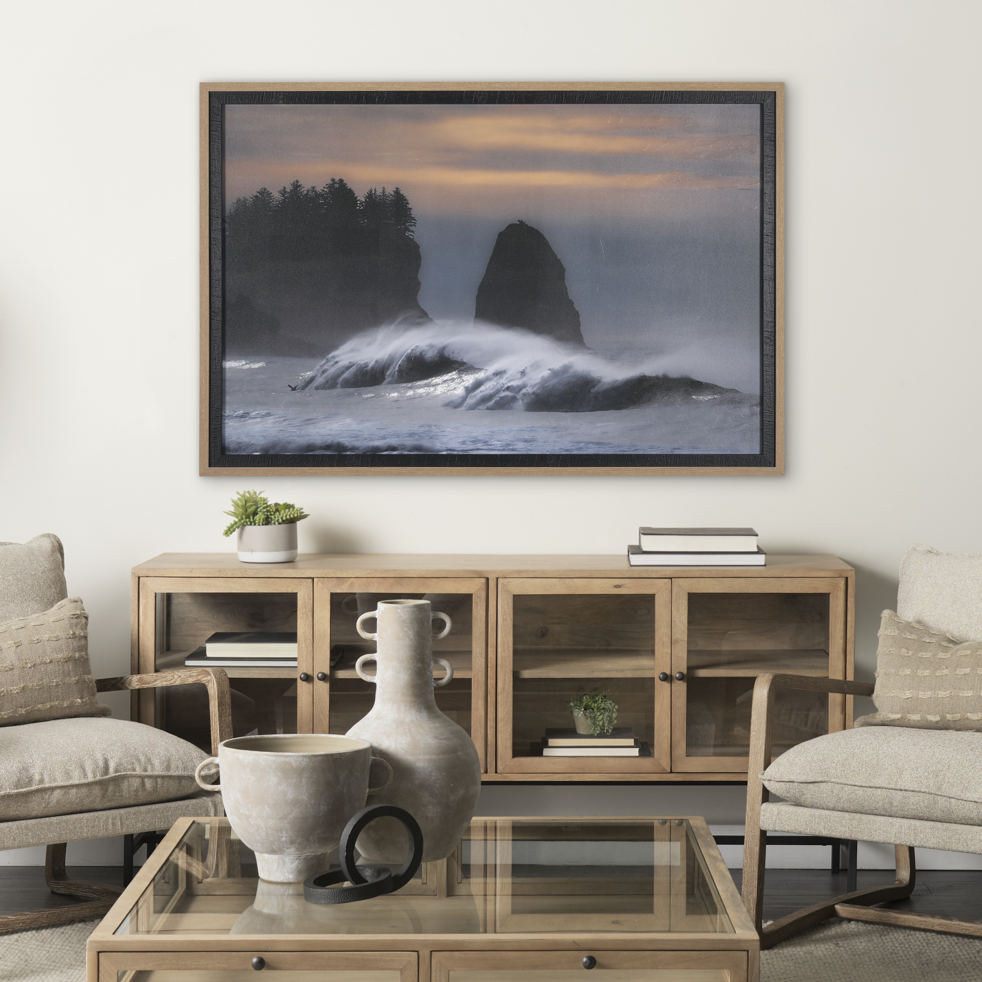 crashing wave by chad mackay a hand embelished textured framed art print matted under glass