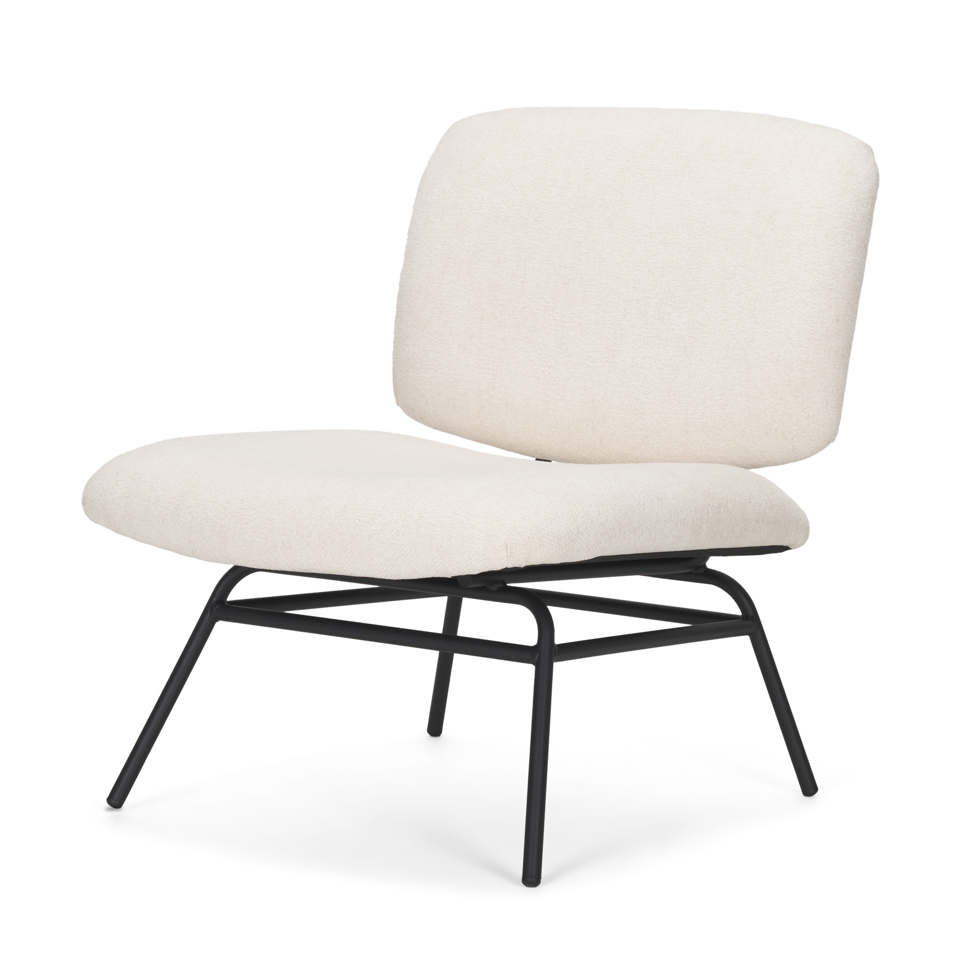 nora cream fabric w/ matte black metal legs accent chair