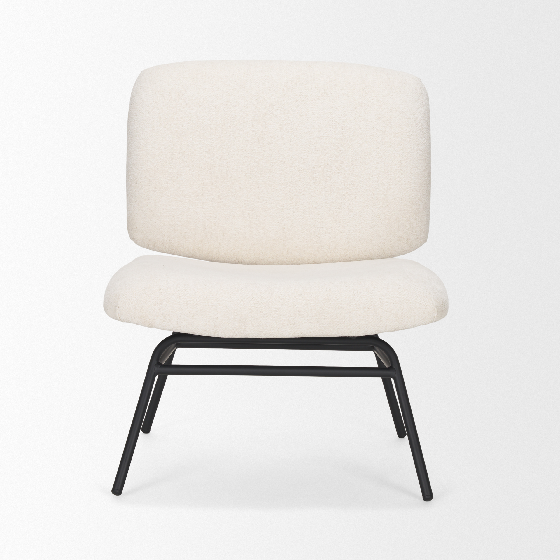 nora cream fabric w/ matte black metal legs accent chair