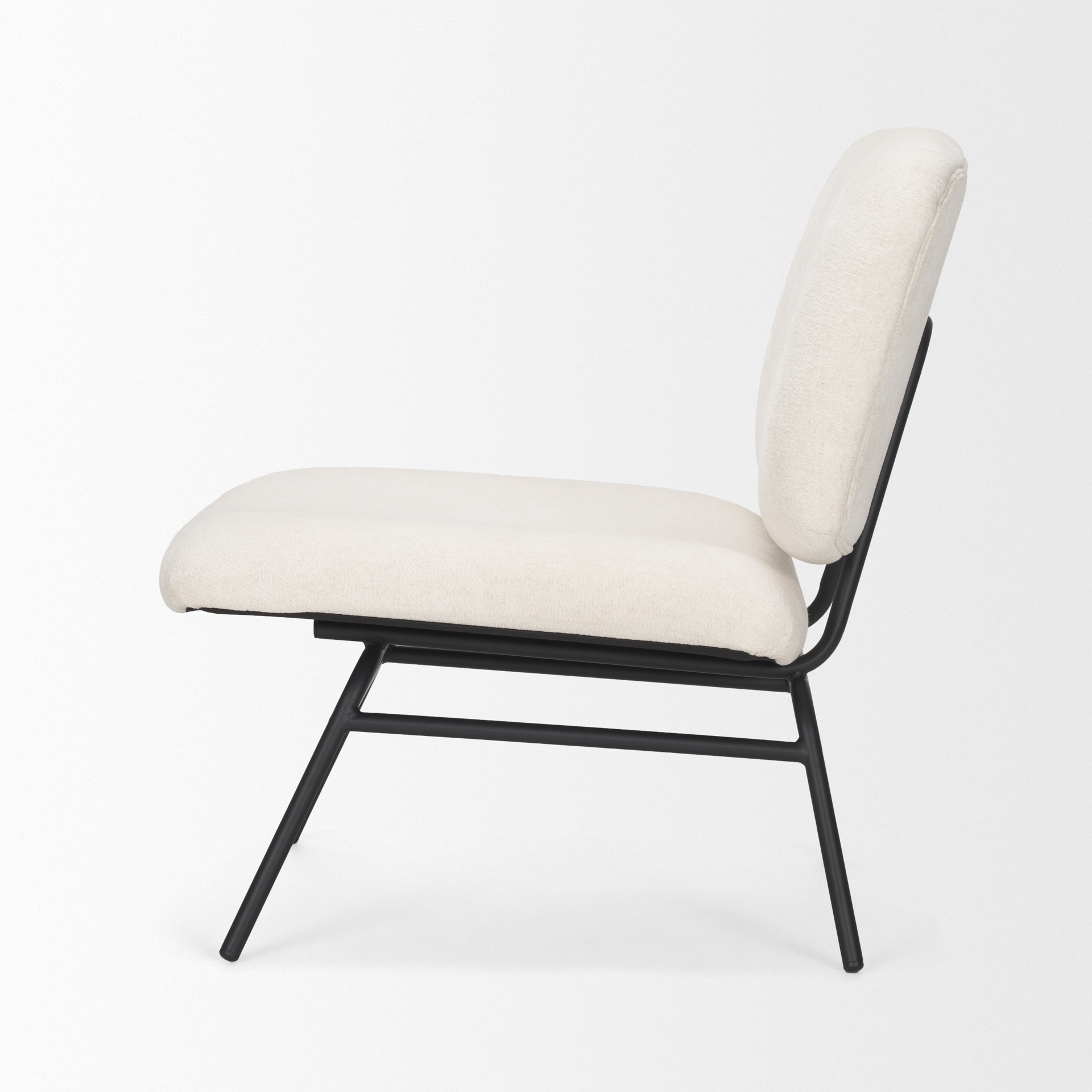 nora cream fabric w/ matte black metal legs accent chair