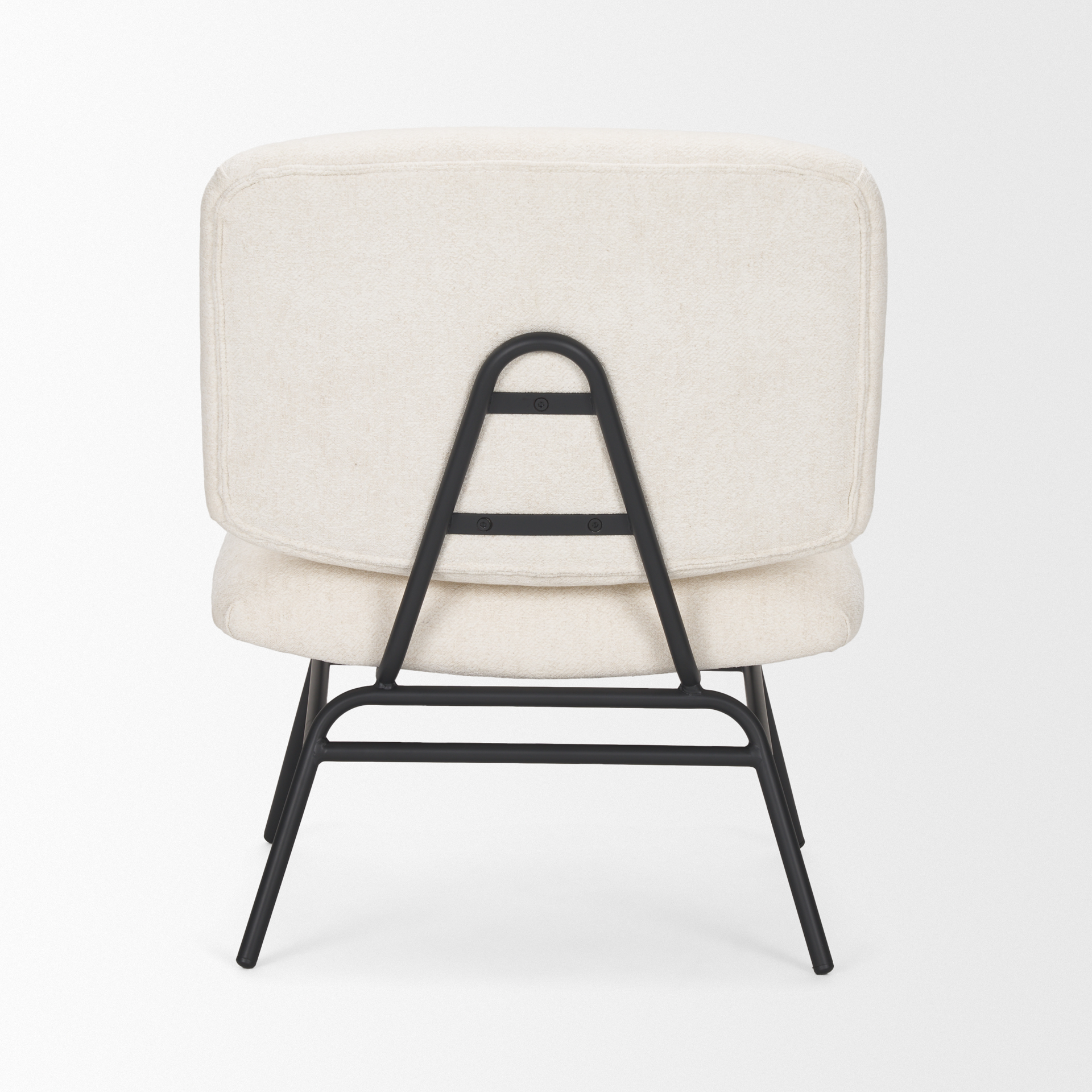 nora cream fabric w/ matte black metal legs accent chair