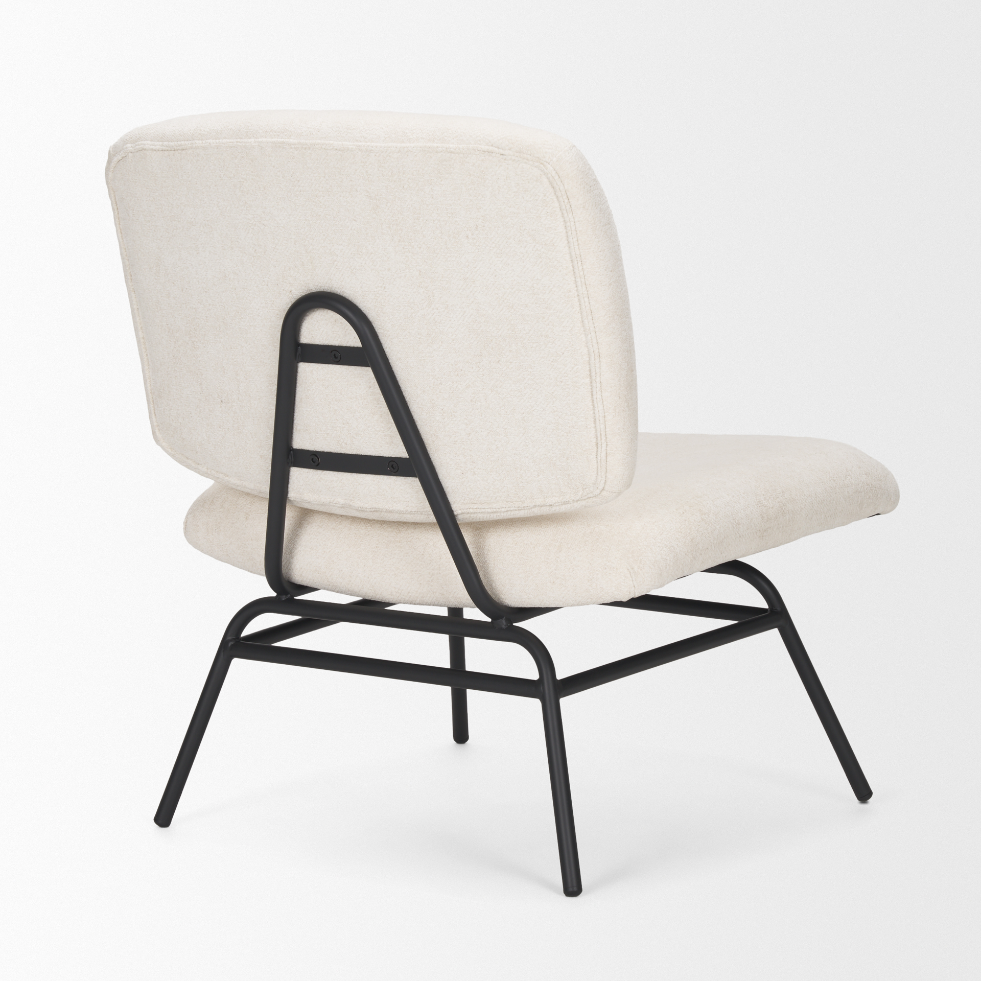 nora cream fabric w/ matte black metal legs accent chair