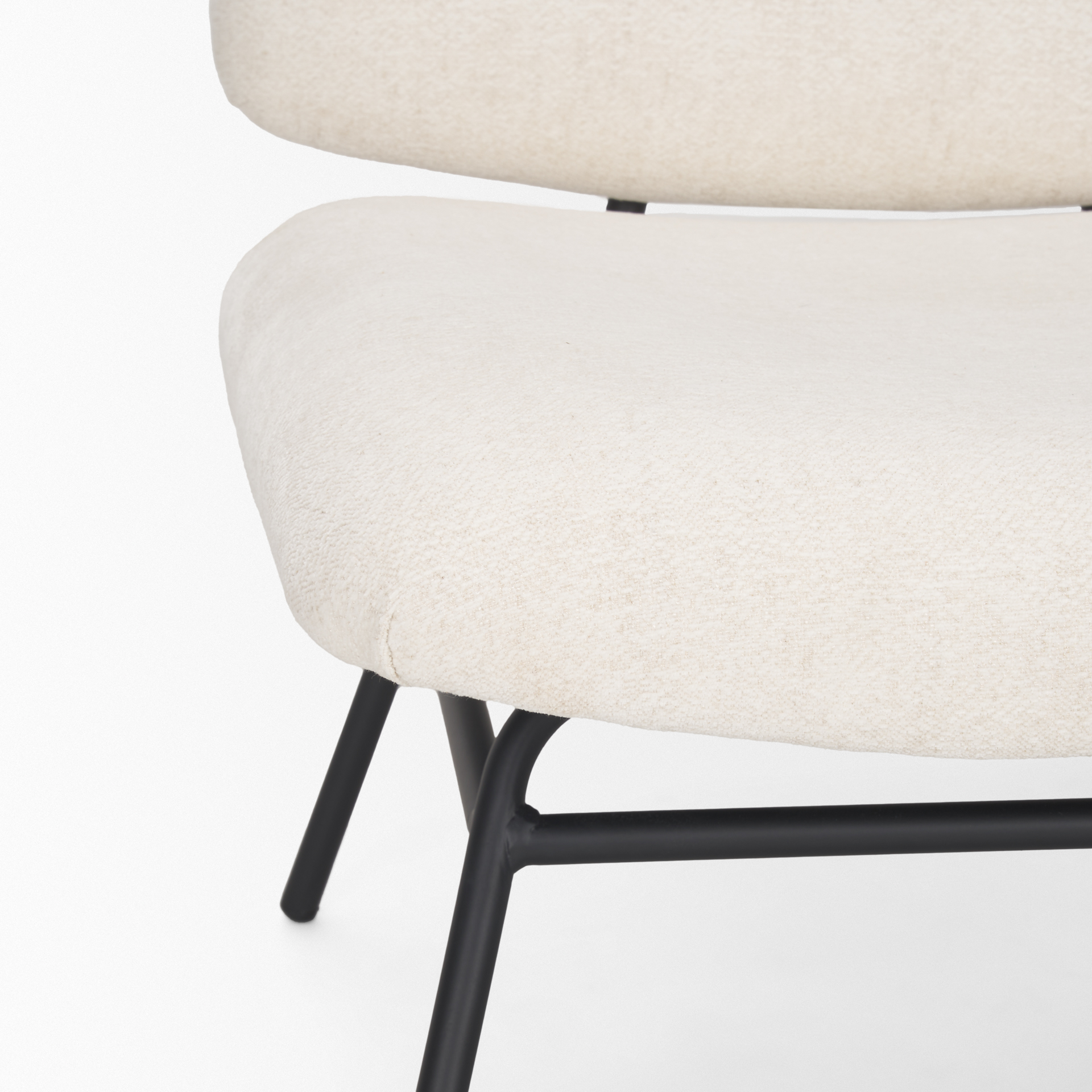 nora cream fabric w/ matte black metal legs accent chair