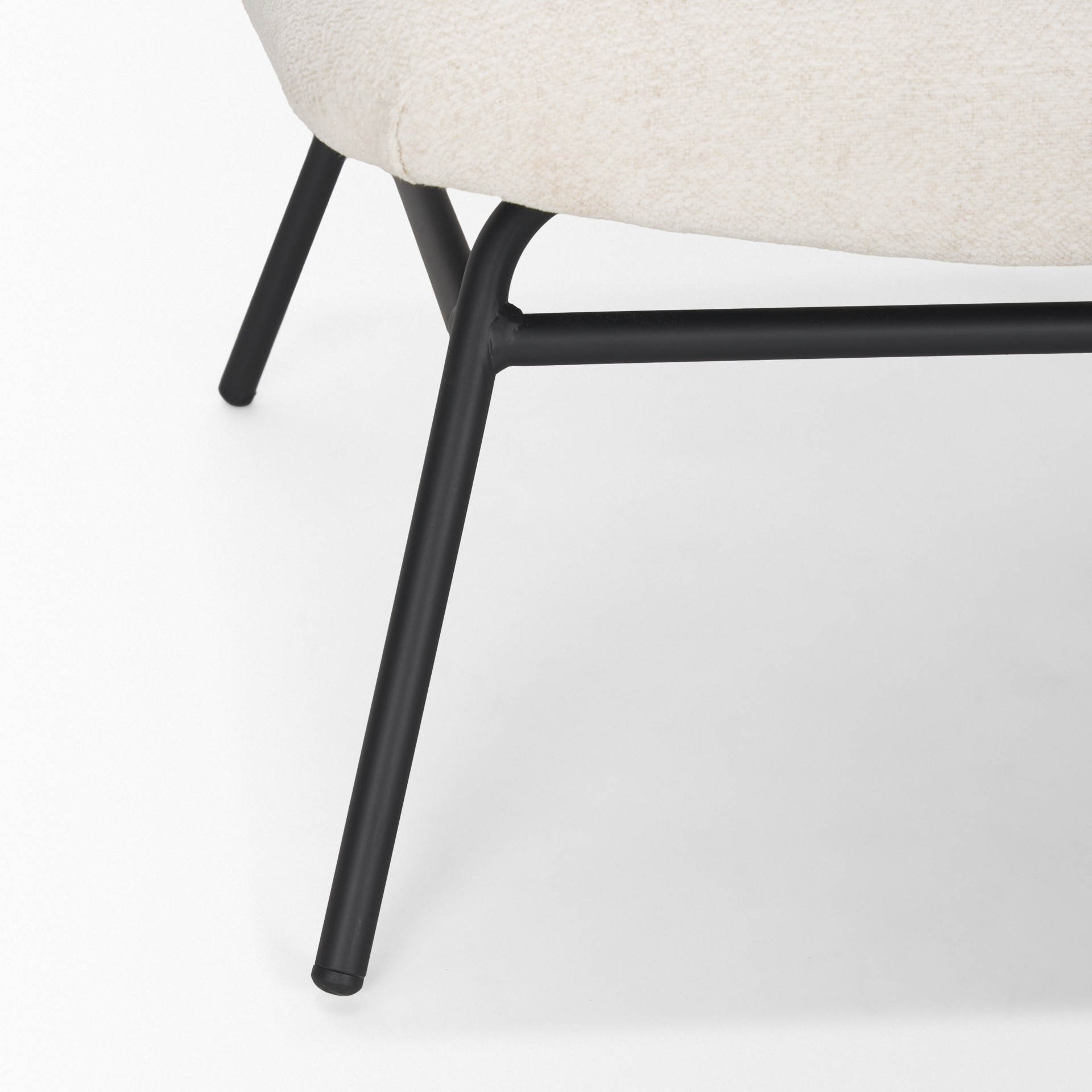 nora cream fabric w/ matte black metal legs accent chair