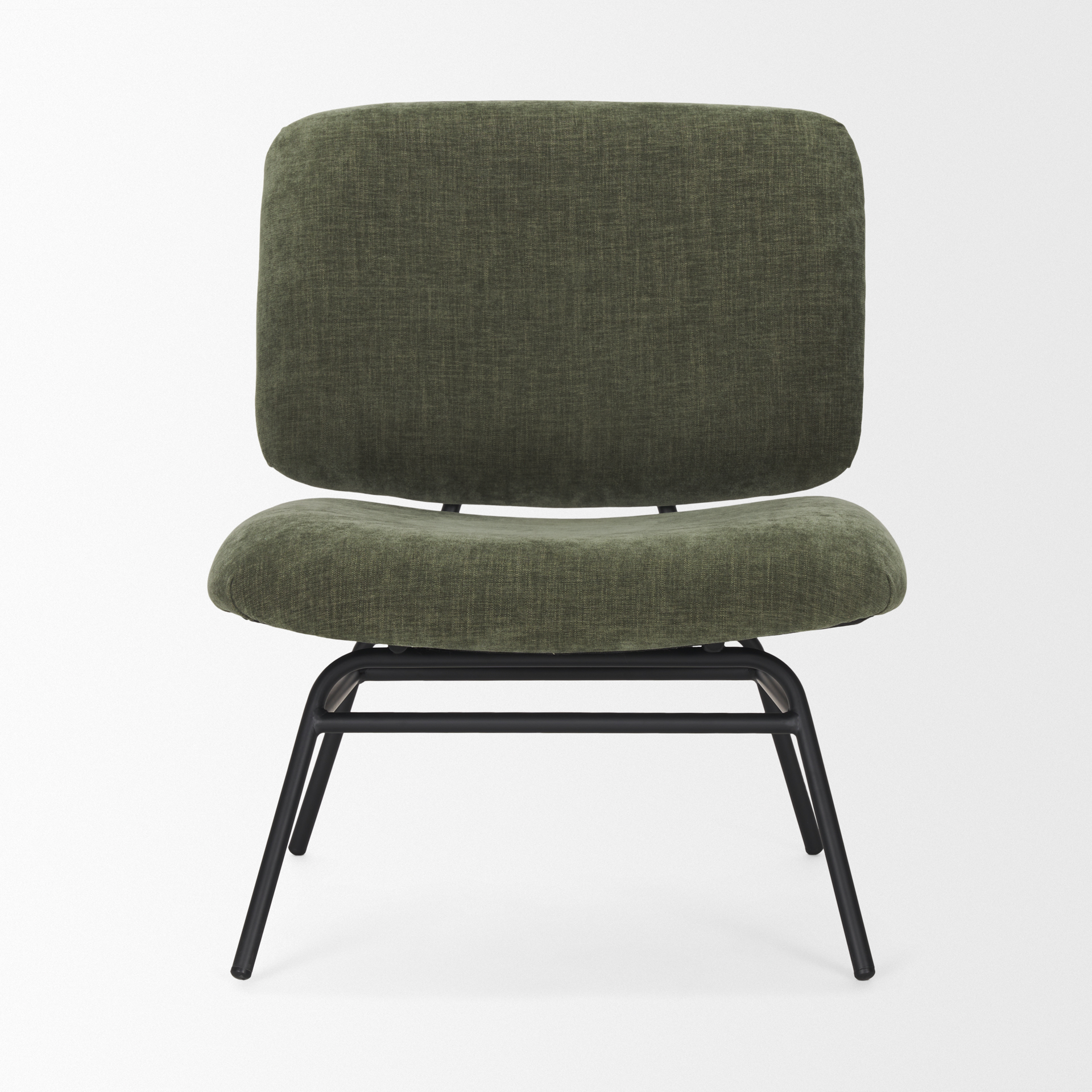 nora forest green fabric w/ matte black metal legs accent chair