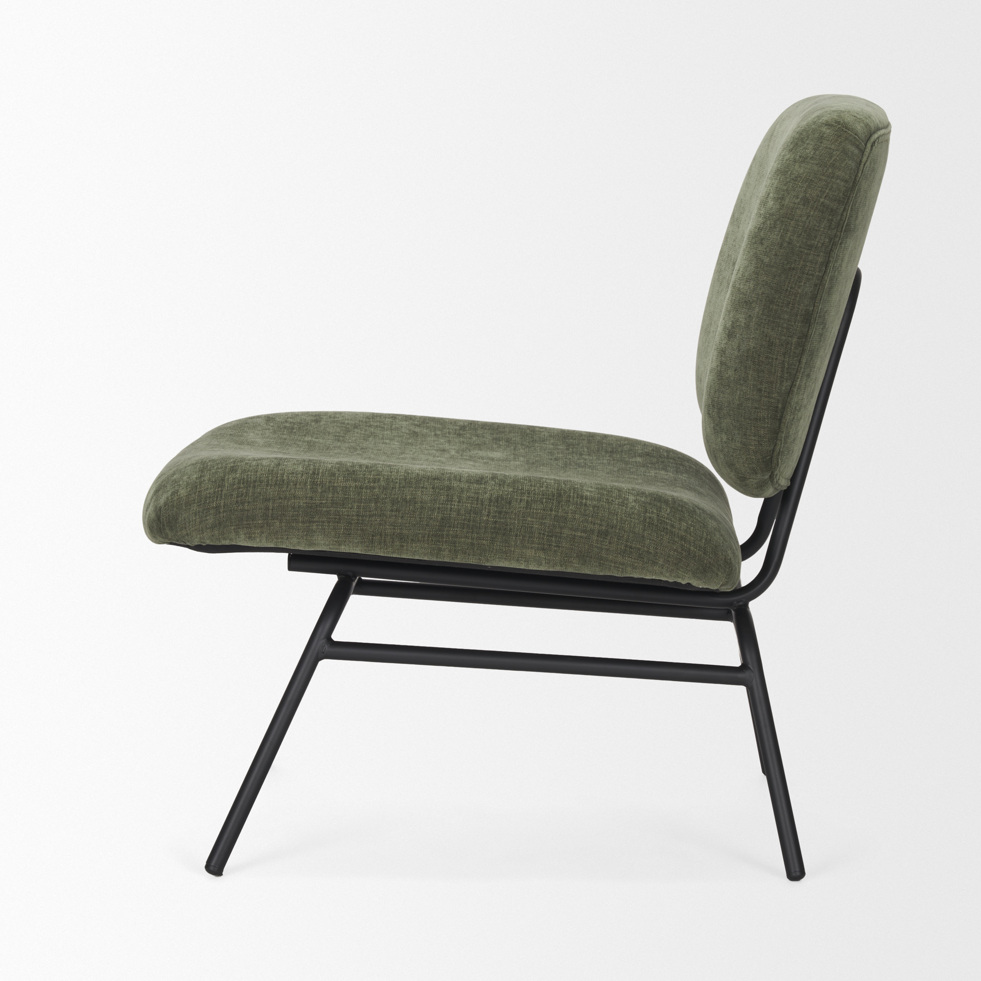 nora forest green fabric w/ matte black metal legs accent chair