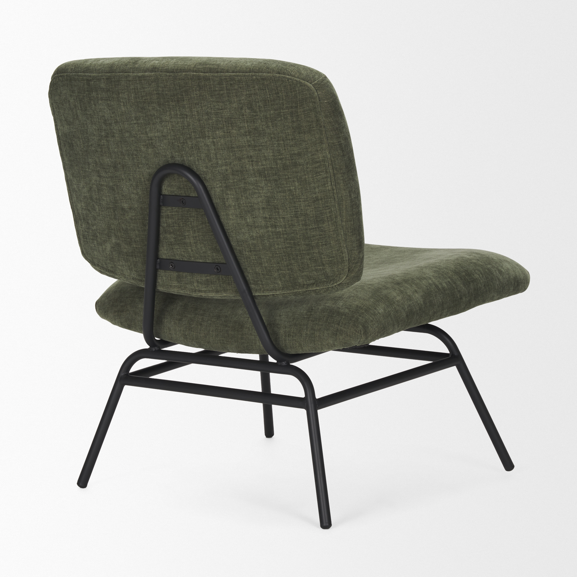 nora forest green fabric w/ matte black metal legs accent chair
