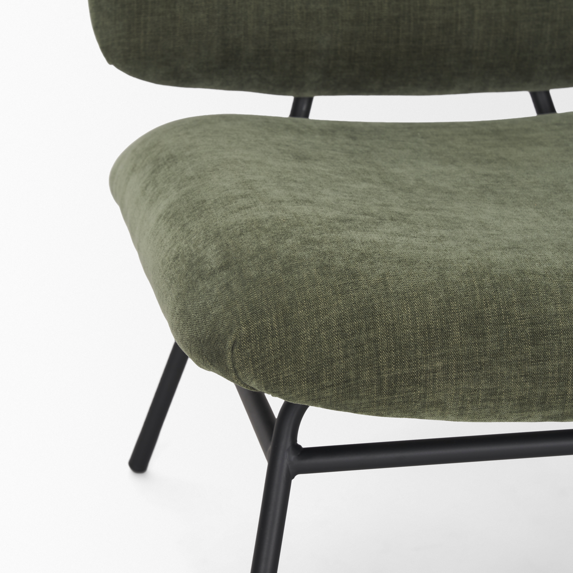 nora forest green fabric w/ matte black metal legs accent chair
