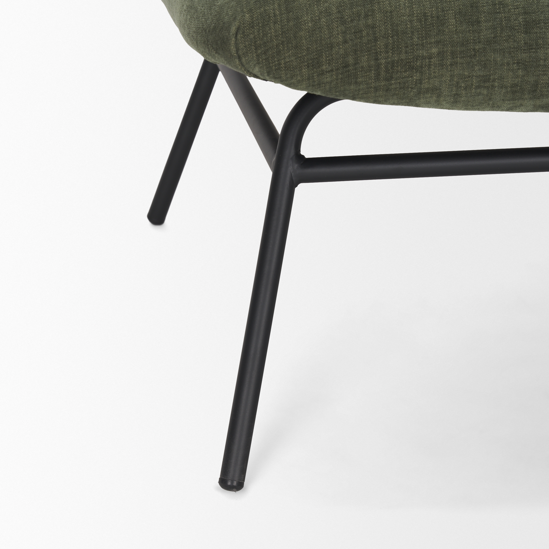 nora forest green fabric w/ matte black metal legs accent chair